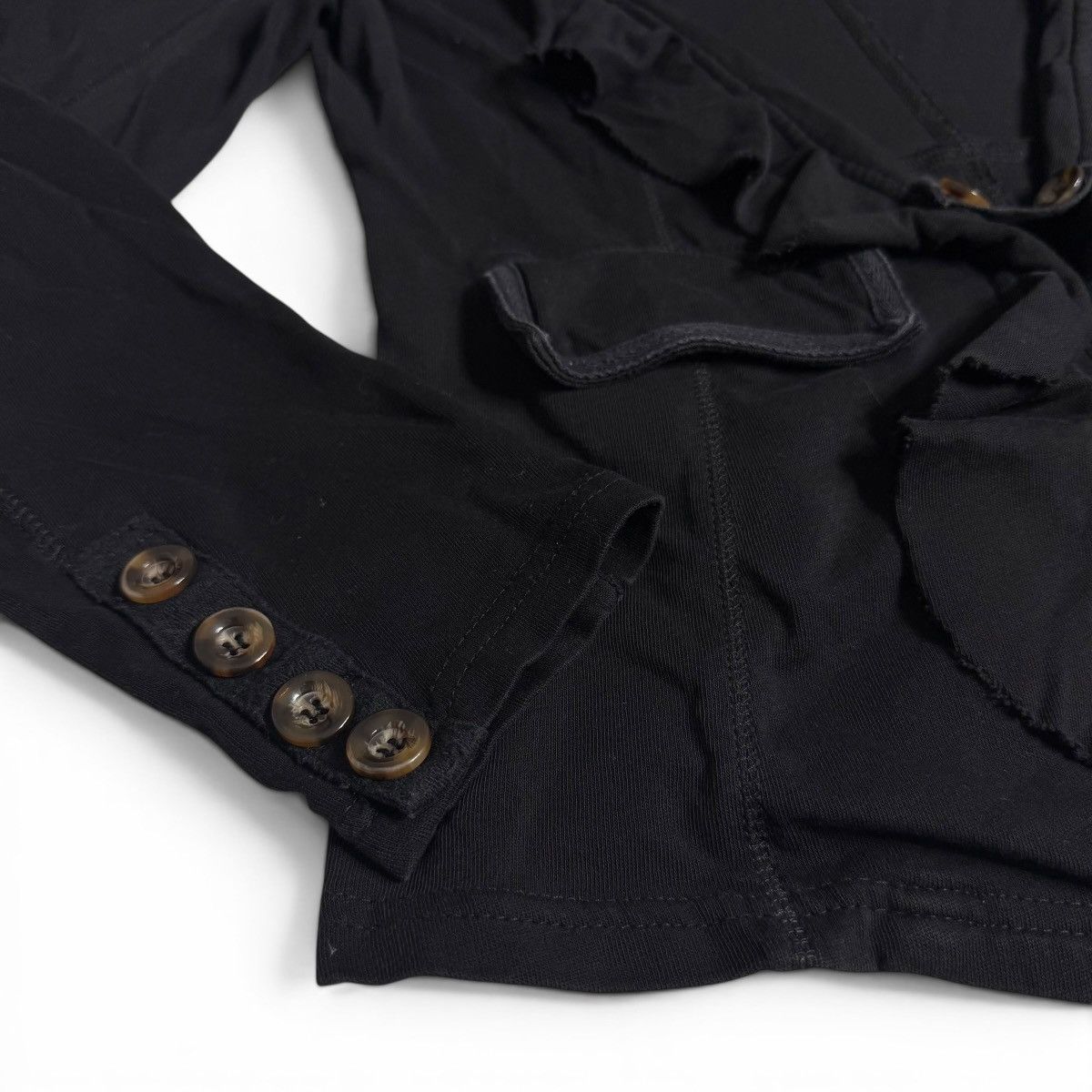 Other Mystree Black Ruffle Open Front Button Cardigan w/ Pockets Size S / US 4 / IT 40 - 5 Thumbnail