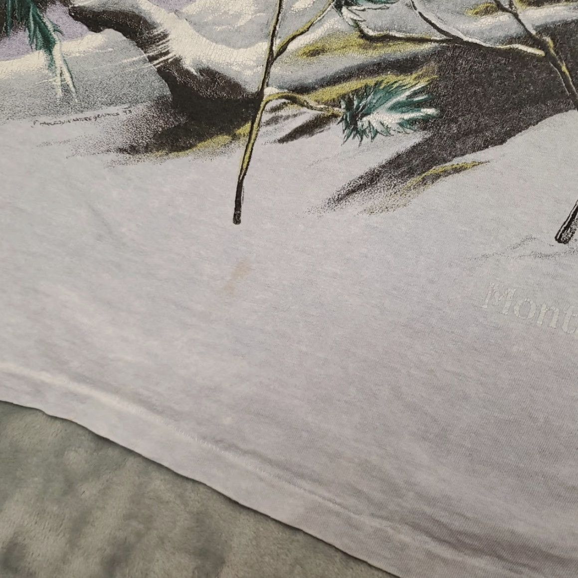 Hanes VINTAGE Wolf Shirt Mens L Blue Single Stitch Nature AOP Outdoors Made in USA TEE Size US L / EU 52-54 / 3 - 2 Thumbnail