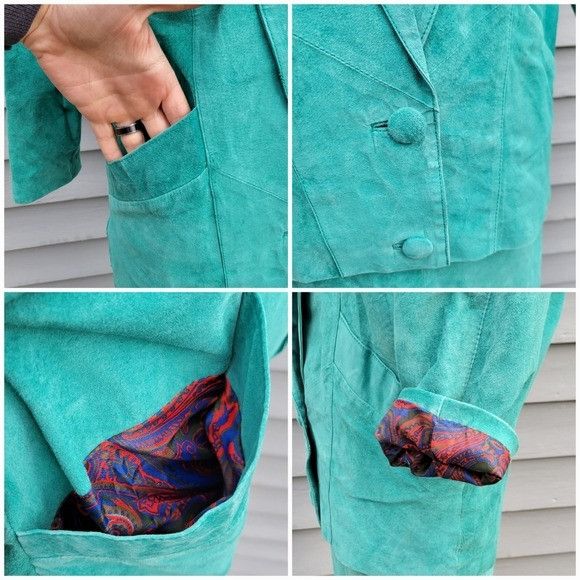 Vintage Vintage 80s Turquoise Suede Leather Western Boho Cayenne Bla Size S / US 4 / IT 40 - 4 Thumbnail