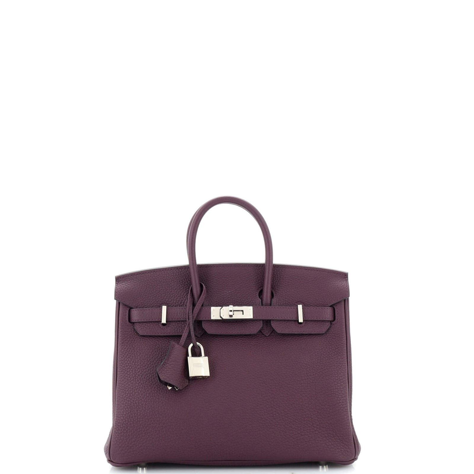 image of Hermes Birkin Handbag Purple Togo With Palladium Hardware 25, Women's