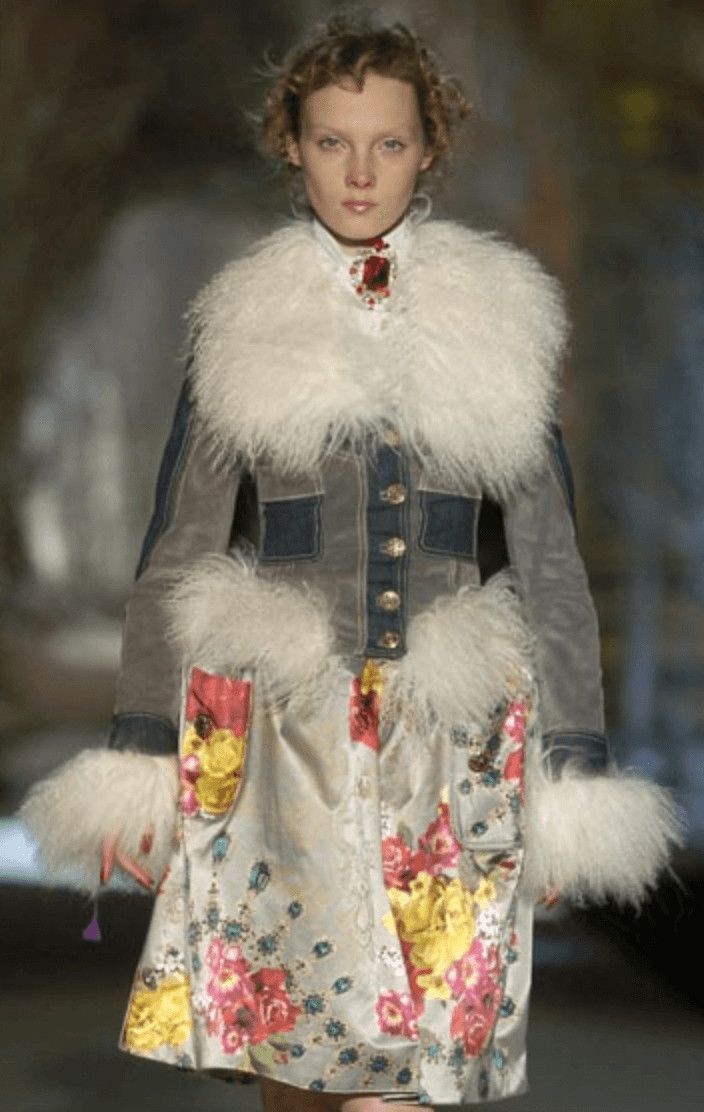 Just Cavalli AW2005 Cavalli Mongolian Fur Grey Leather & Blue Denim Jacket Size S / US 4 / IT 40 - 2 Thumbnail