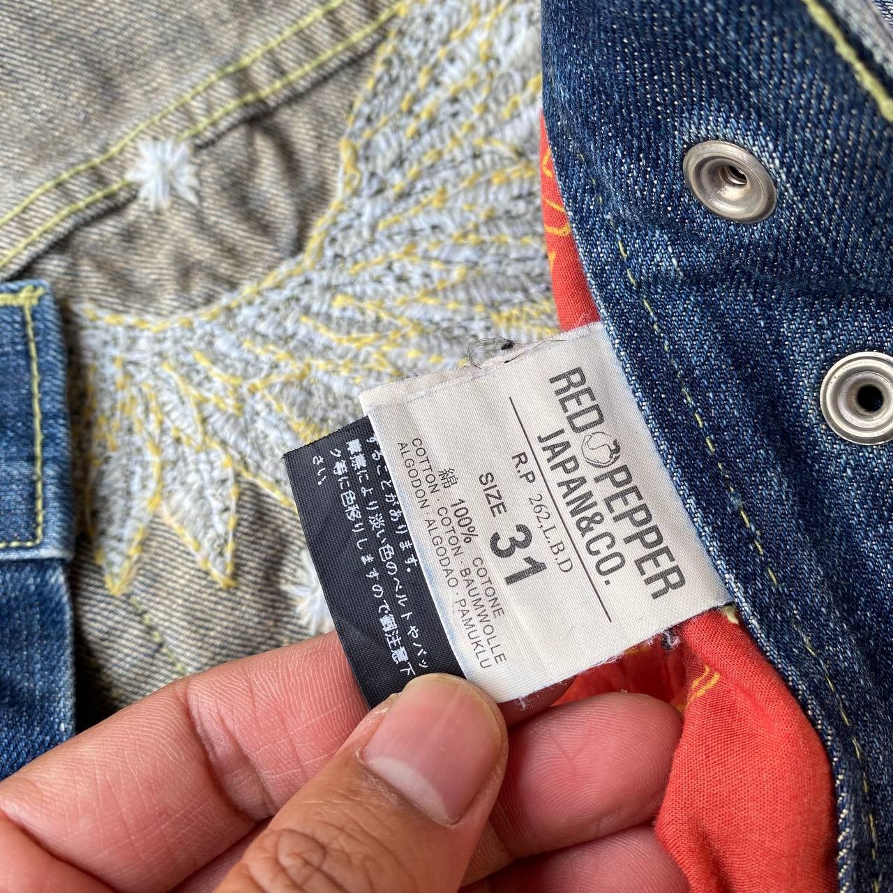 Japanese Brand × Le Grande Bleu (L.G.B.) × Tornado Mart A BEAUTIFUL FLARE DENIM RED PEPPER GOLD LABEL EAGLE WING Size US 31 - 3 Thumbnail