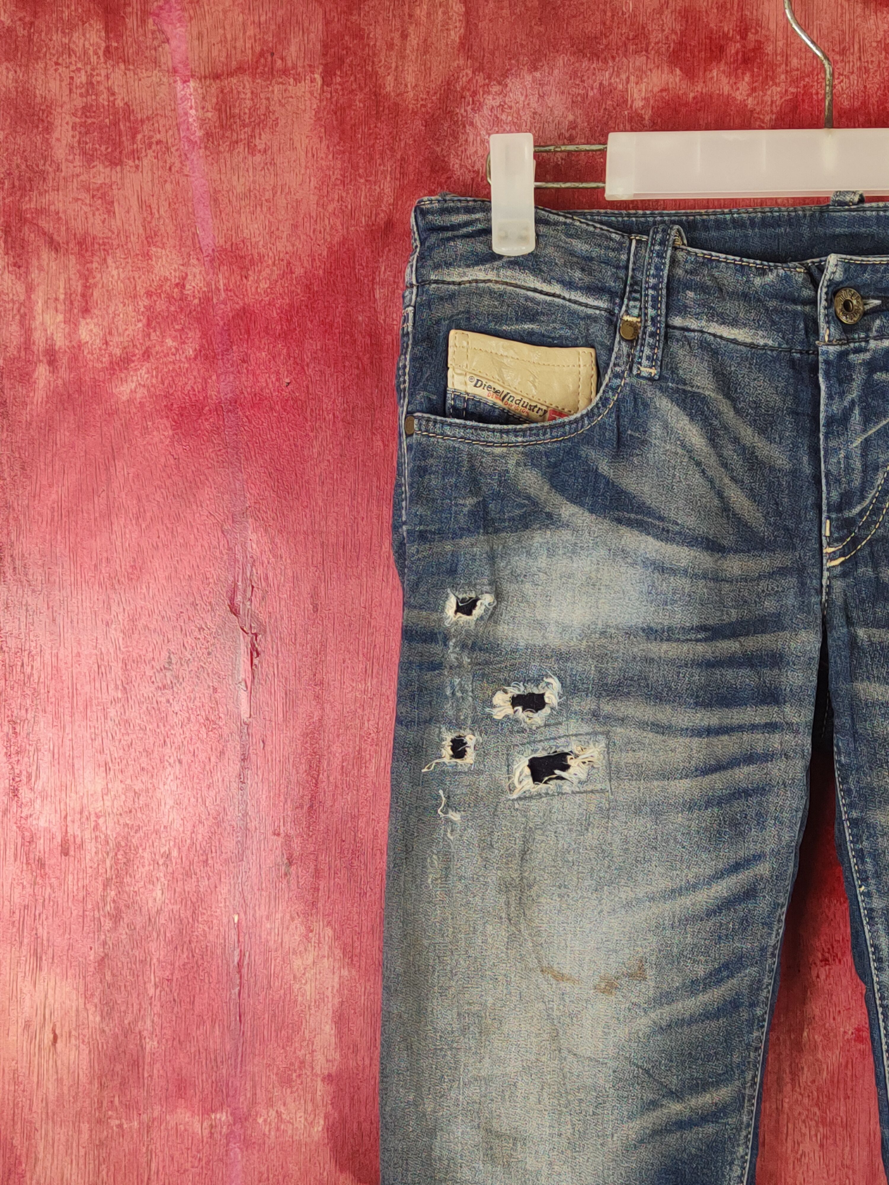 Diesel Diesel Dark Blue Faded Distressed Ripped Jeans #S2354 Size 26" / US 2 / IT 38 - 4 Thumbnail