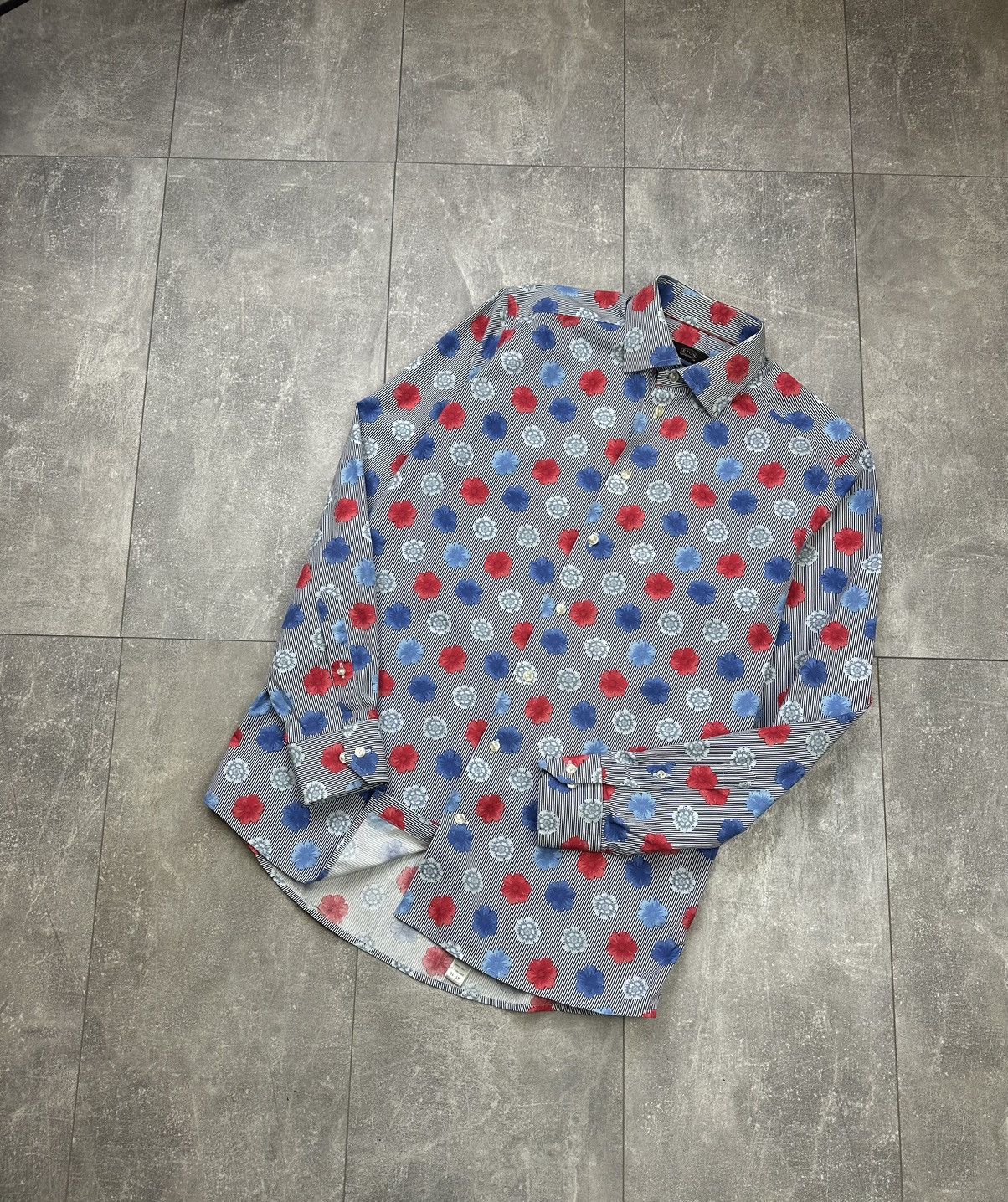 Vintage Eton Striped Shirt Button Up Flowers Print Size US L / EU 52-54 / 3 - 9 Thumbnail