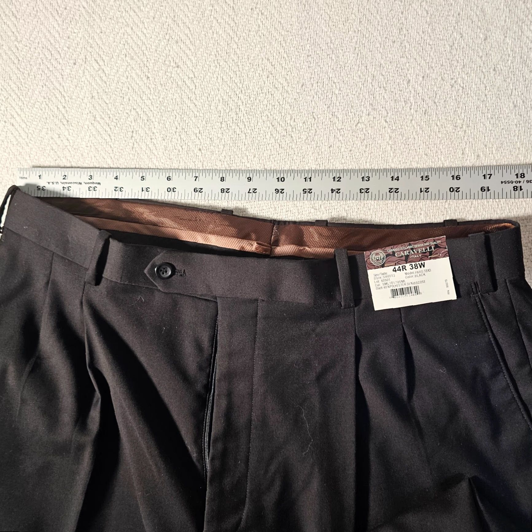Vintage NWT Caravelli Dress Pants Men 44R 38W Black Classic High Rise Pleated Straight Size US 44 / EU 60 - 5 Thumbnail
