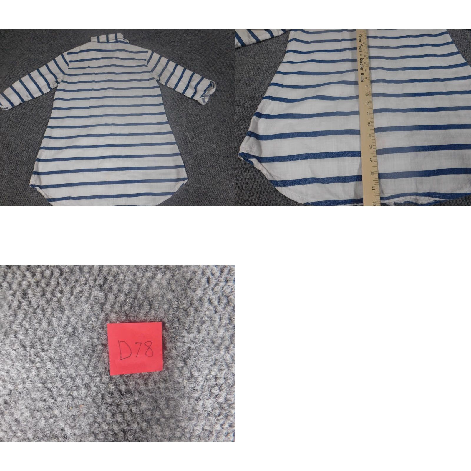Vintage Dotti Blouse Shirt Womens Small Blue Striped Button Down Short Sleeve Casual Crew Neck Regular 100% Cotton Rayon Classic Breatherable Size S / US 4 / IT 40 - 8 Thumbnail