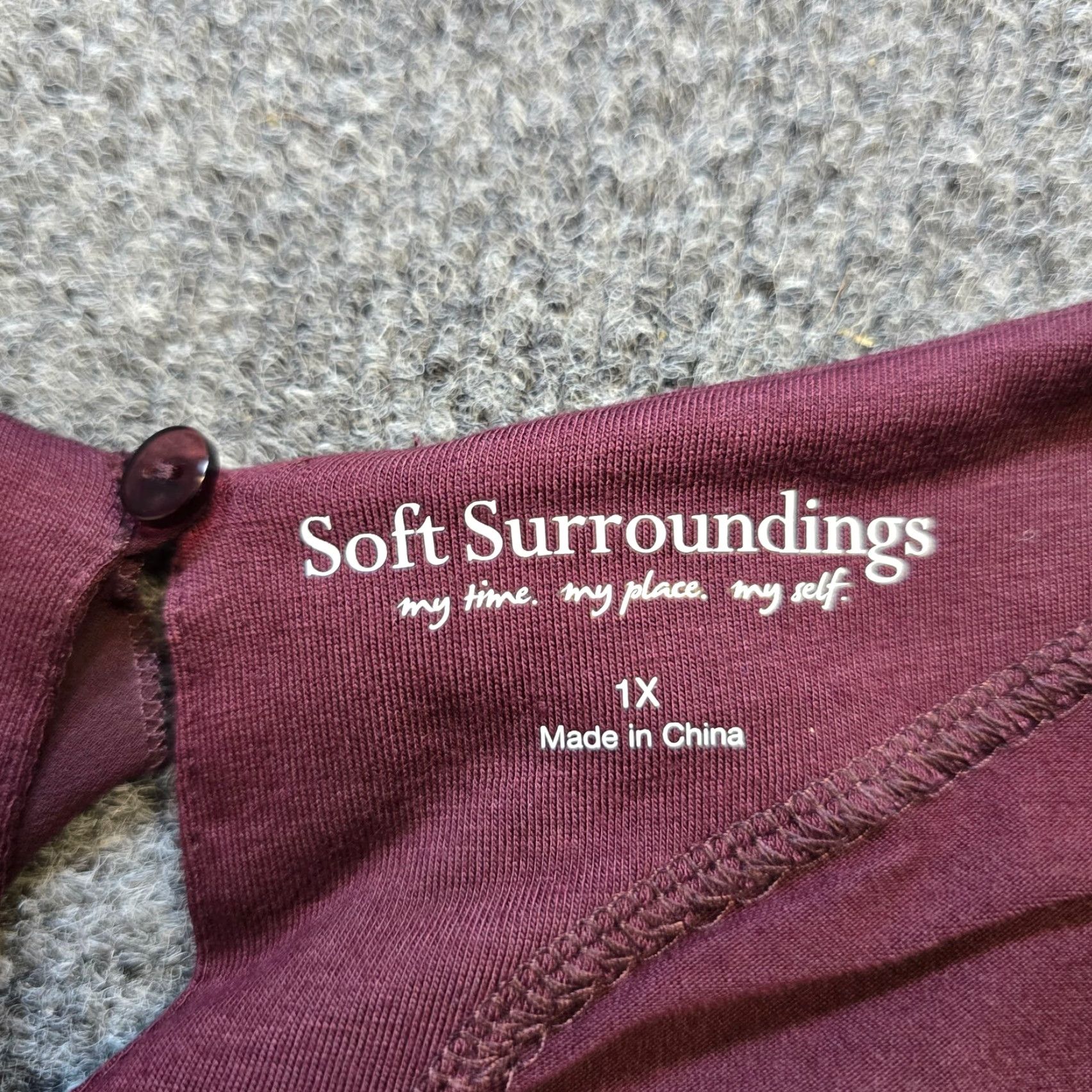 Soft Surroundings Soft Surroundings Top Womens 1X Purple Sheer Layer Round Neck Long Sleeve Casual Blouse Size XL / US 12-14 / IT 48-50 - 3 Thumbnail