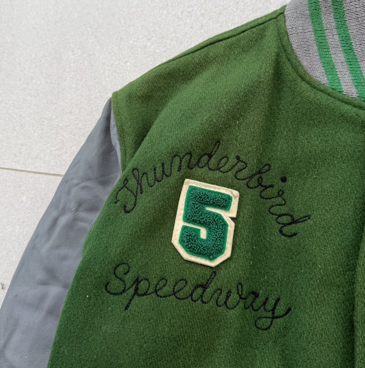 Vintage Vintage Thunder Bird Speedway Wool Leather Varsity Jacket Size US L / EU 52-54 / 3 - 4 Thumbnail
