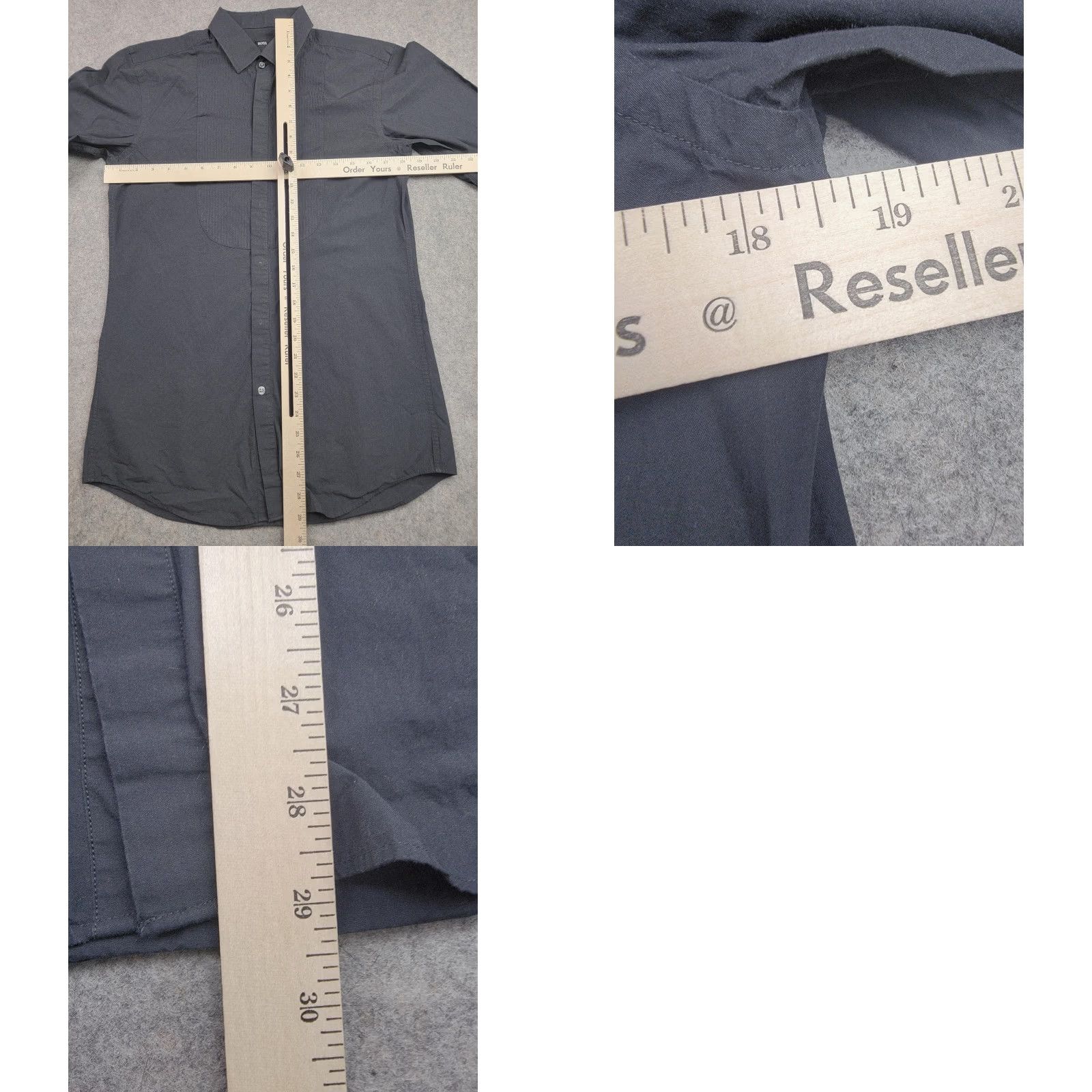 Hugo Boss HUGO BOSS Shirt Mens 15 Slim Fit Black Tuxedo Pleated Bib Dress Long Sleeve Shirt Size 40R - 9 Thumbnail