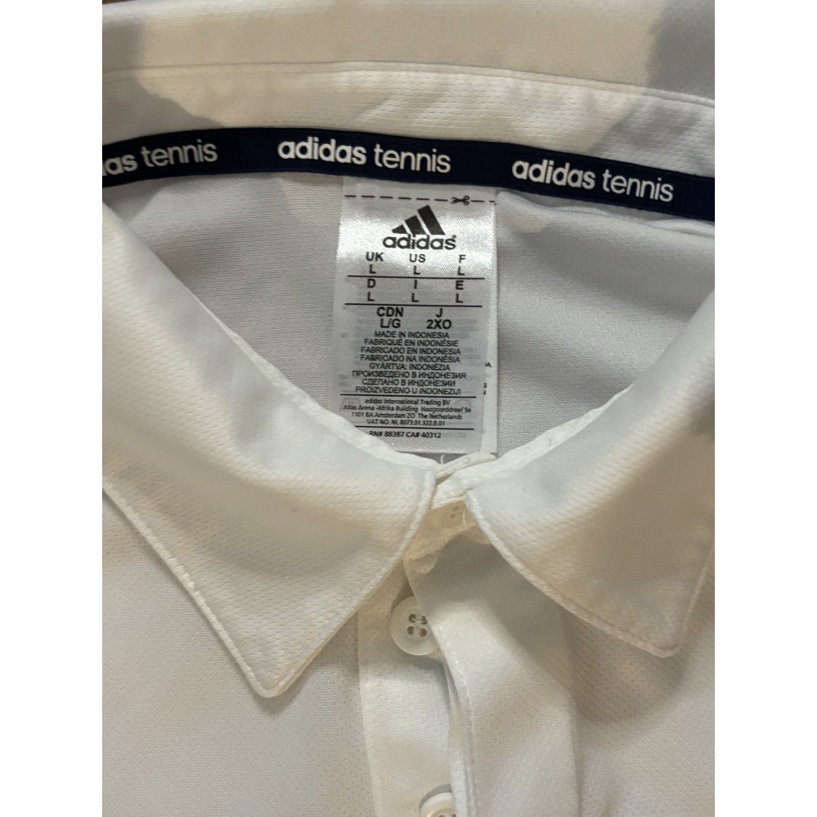 Adidas Adidas Tennis Polo Shirt White Men L ClimaLite Performance Size US L / EU 52-54 / 3 - 2 Thumbnail