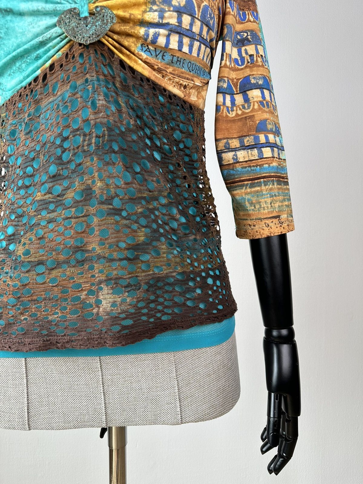 Other Save the Queen 3/4 Sleeve Mesh Top Blouse like Gaultier Size L / US 10 / IT 46 - 5 Thumbnail