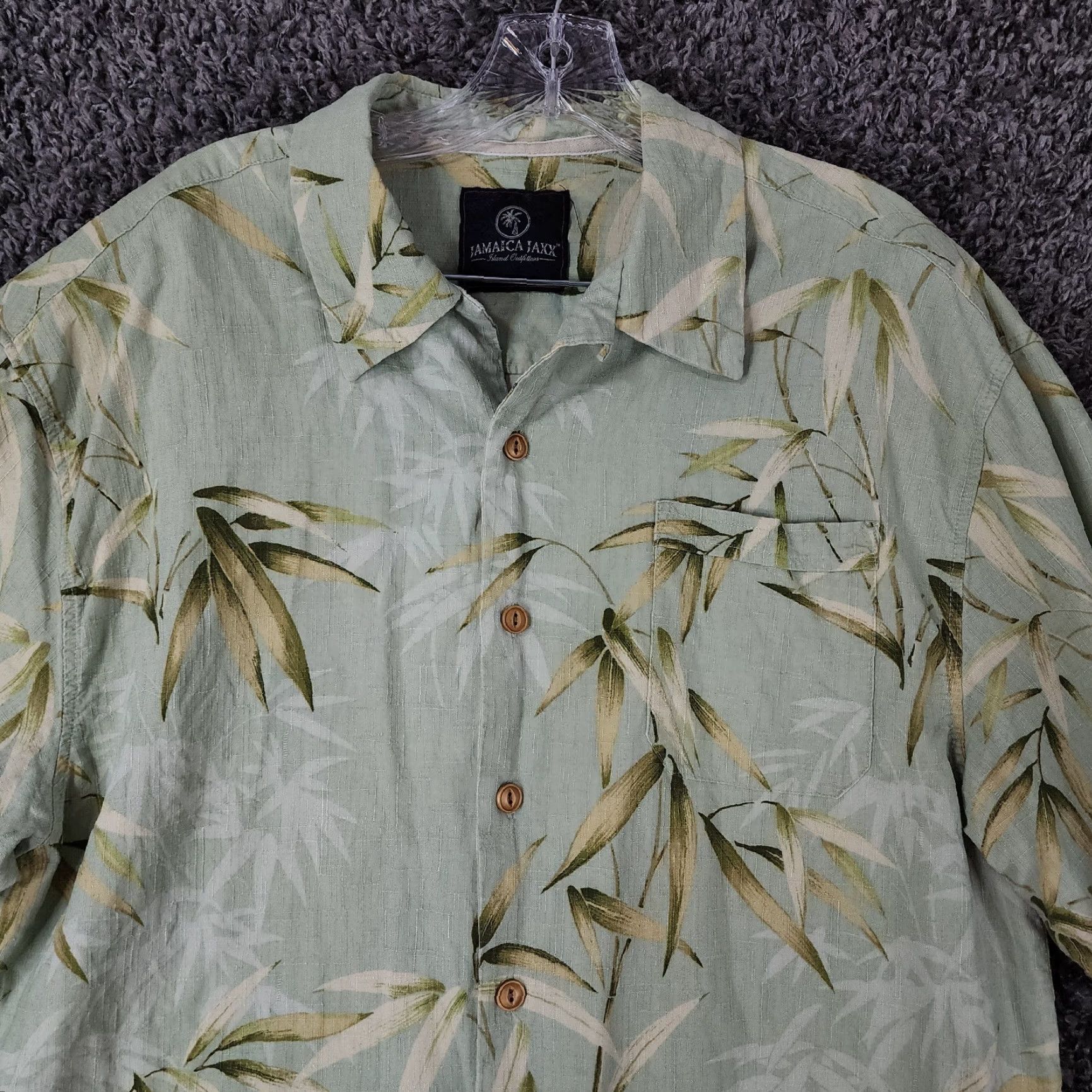 Vintage Jamaica Jaxx Mens Green Floral Short Sleeve Silk Button-Up Sz XL Size US 36 / EU 52 - 4 Thumbnail