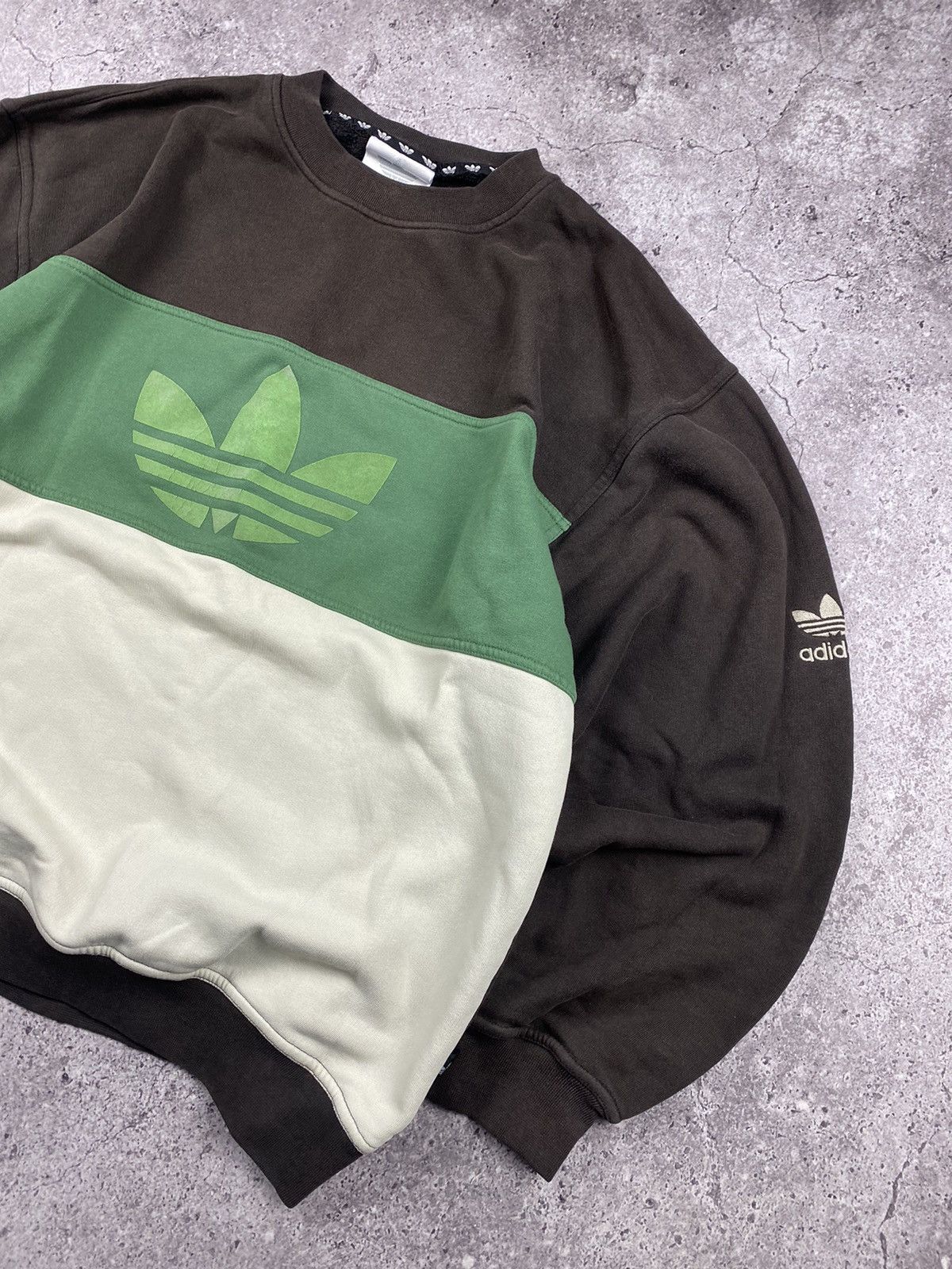 Adidas × Vintage Adidas vintage center logo sweatshirt stripes brown oversize Size US L / EU 52-54 / 3 - 2 Thumbnail