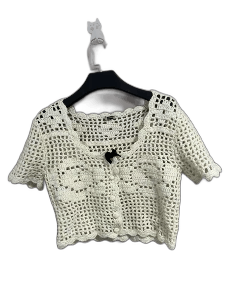 Miu Miu Miu Miu Crochet Short Sleeve Top Size M / US 6-8 / IT 42-44 - 1 Thumbnail