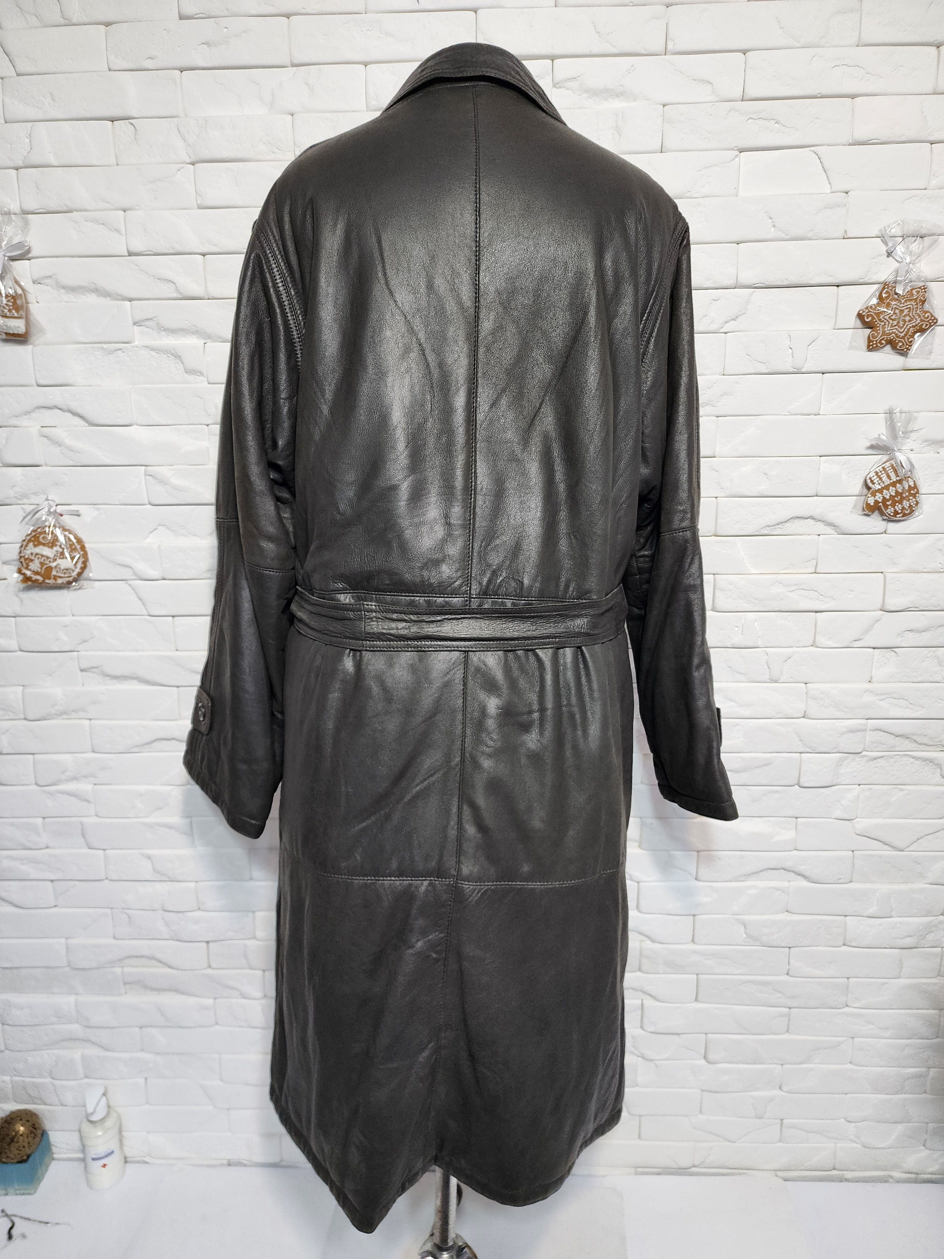 Uniqlo Brown Genuine Leather Men's Coat with Belt Size US L / EU 52-54 / 3 - 3 Thumbnail