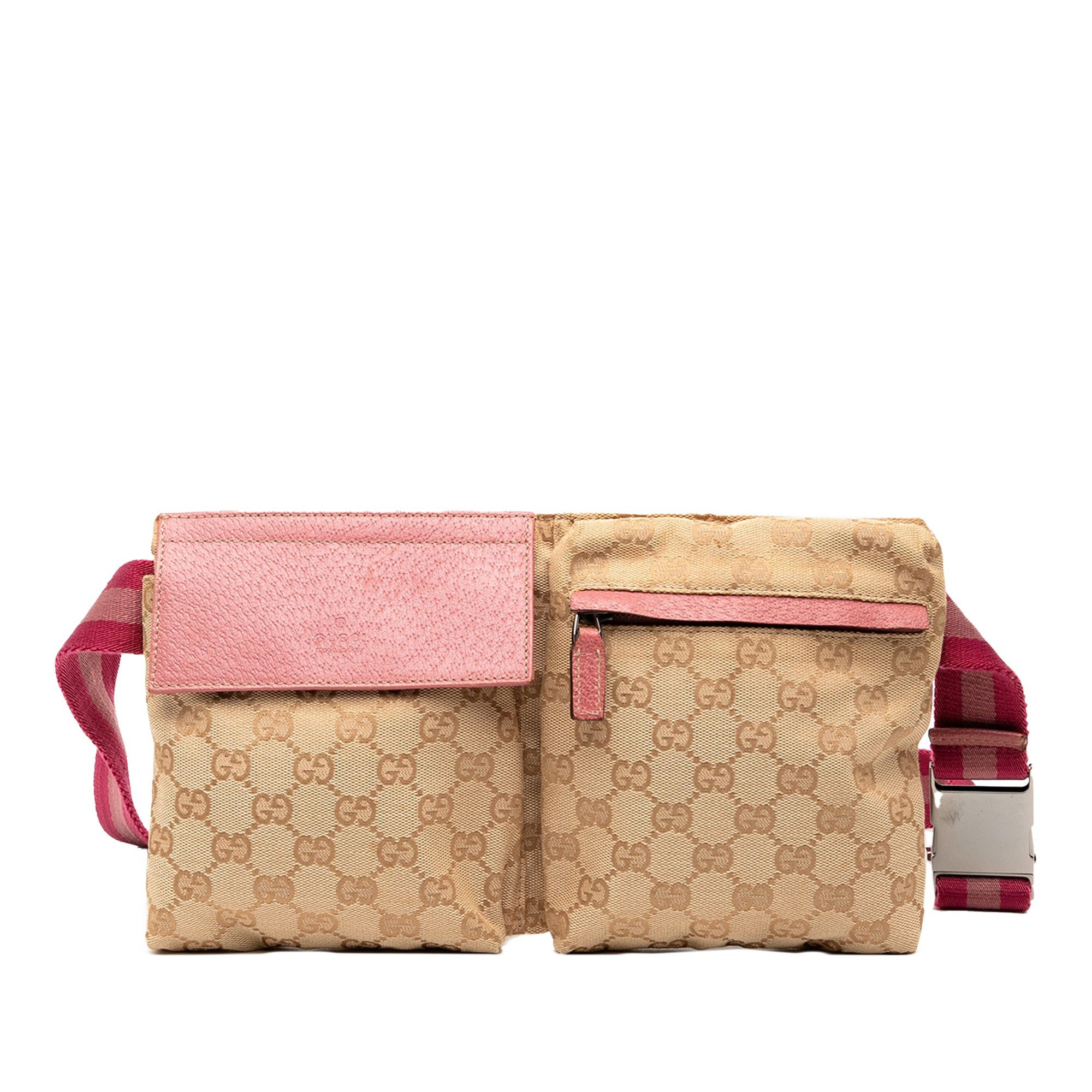 GG Canvas Web Double Pocket Belt Bag