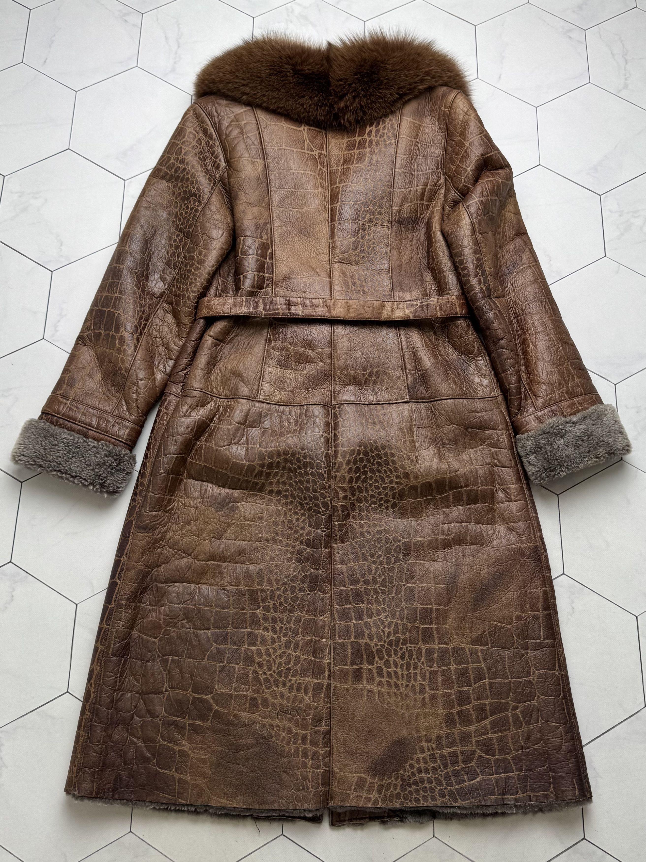 Japanese Brand Vintage Real Sheepskin Coat With Belt (B550)E2D15 Size L / US 10 / IT 46 - 7 Thumbnail