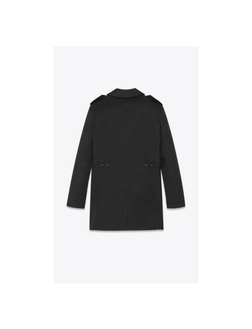 Saint Laurent Paris o1s1wg111224 Buttoned Rain Coat in Black Size US M / EU 48-50 / 2 - 2 Thumbnail