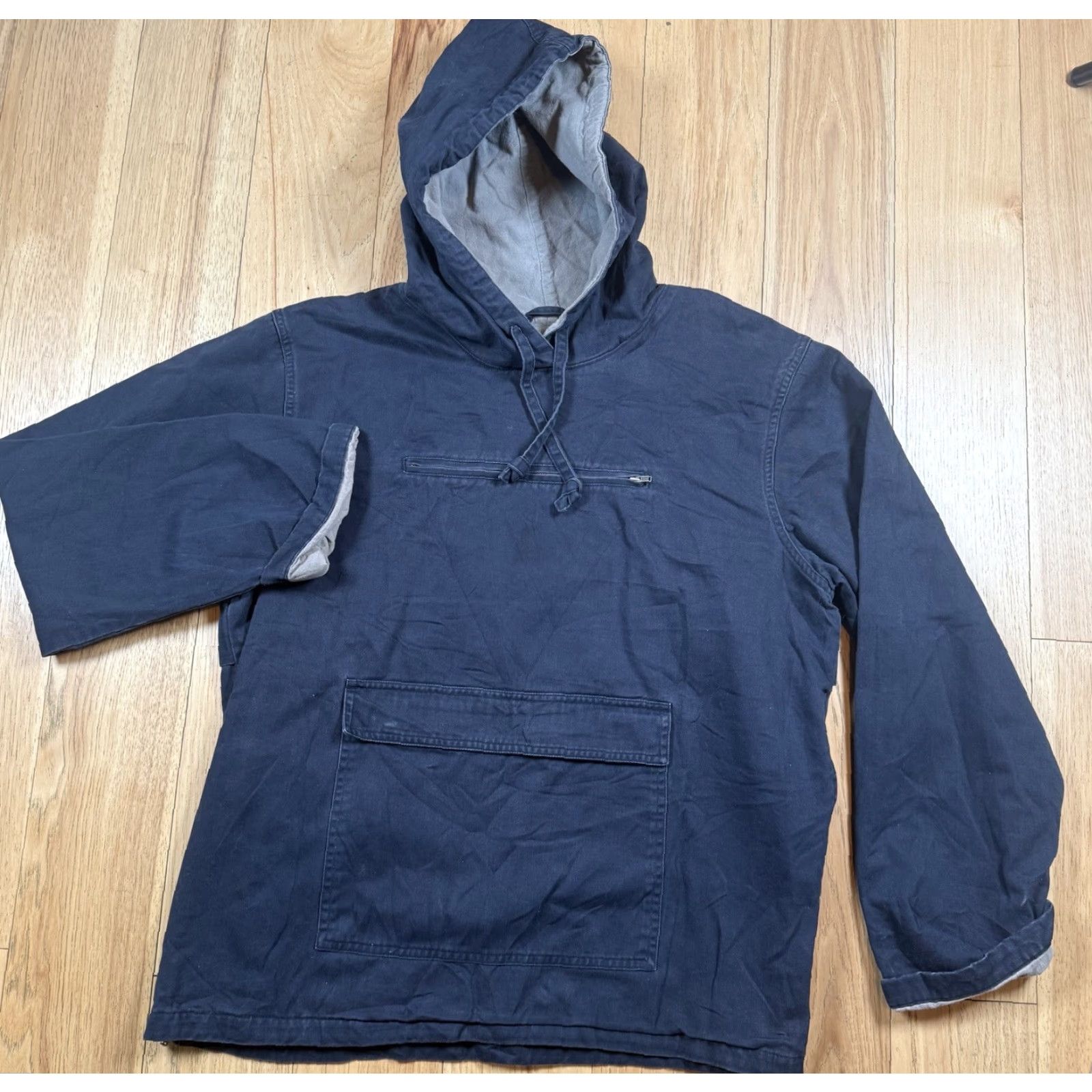 Vintage VINTAGE Polo Ralph Lauren Jeans Co Anorak Windbreaker Hoodie Hoody Blue Grey Men's Large Jacket Windbreaker Cotton Gray Mens L Size US L / EU 52-54 / 3 - 2 Thumbnail