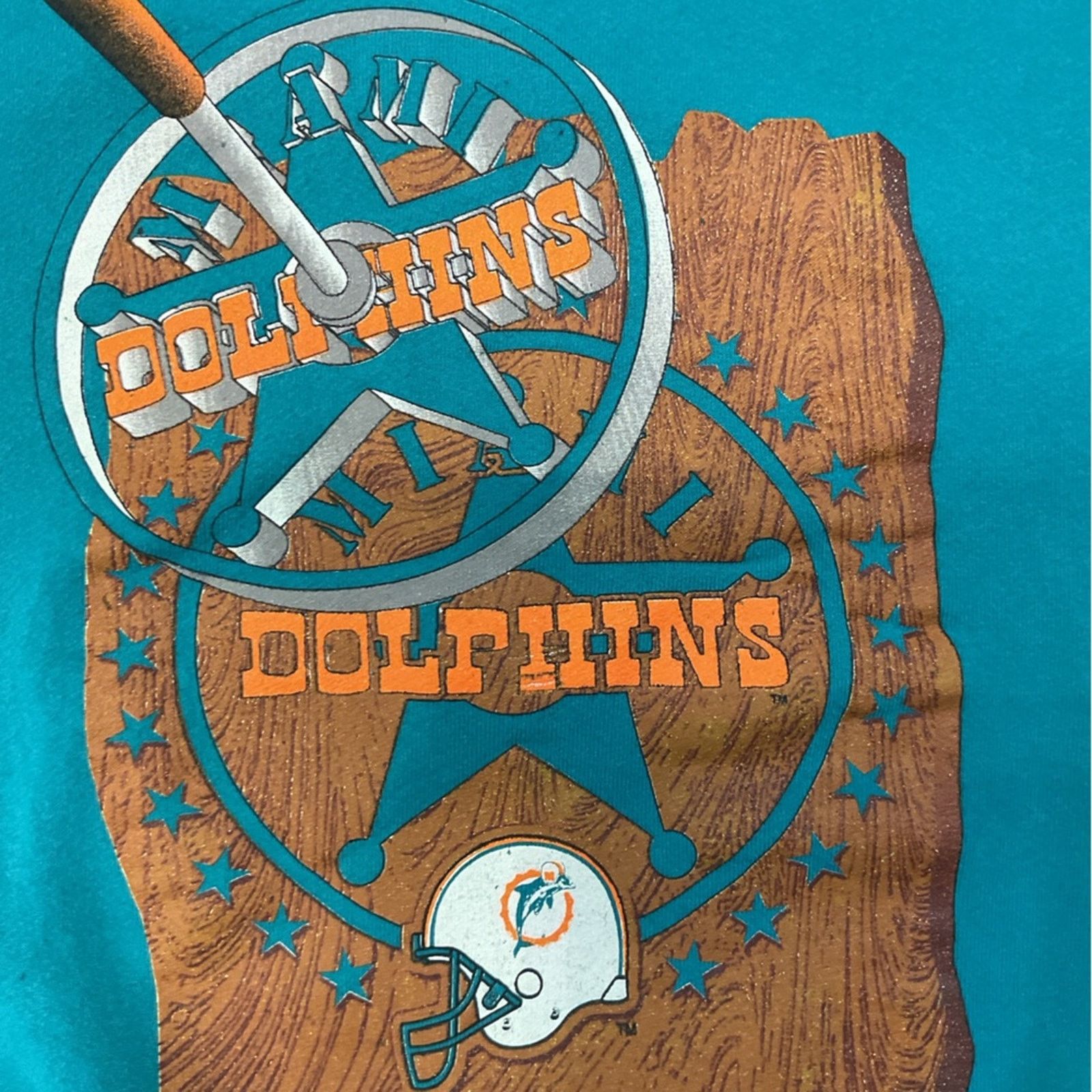 Fruit Of The Loom Vintage 90s Miami Dolphins Fruit of the Loom Blue Sweatshirt Size US XL / EU 56 / 4 - 8 Thumbnail
