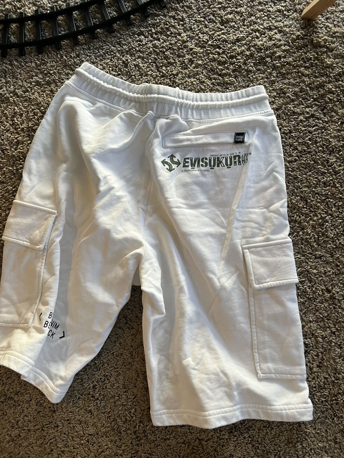 Evisu × KURO Evisu Kuro Printed Logo shorts relaxed fit white Size US 32 / EU 48 - 5 Thumbnail