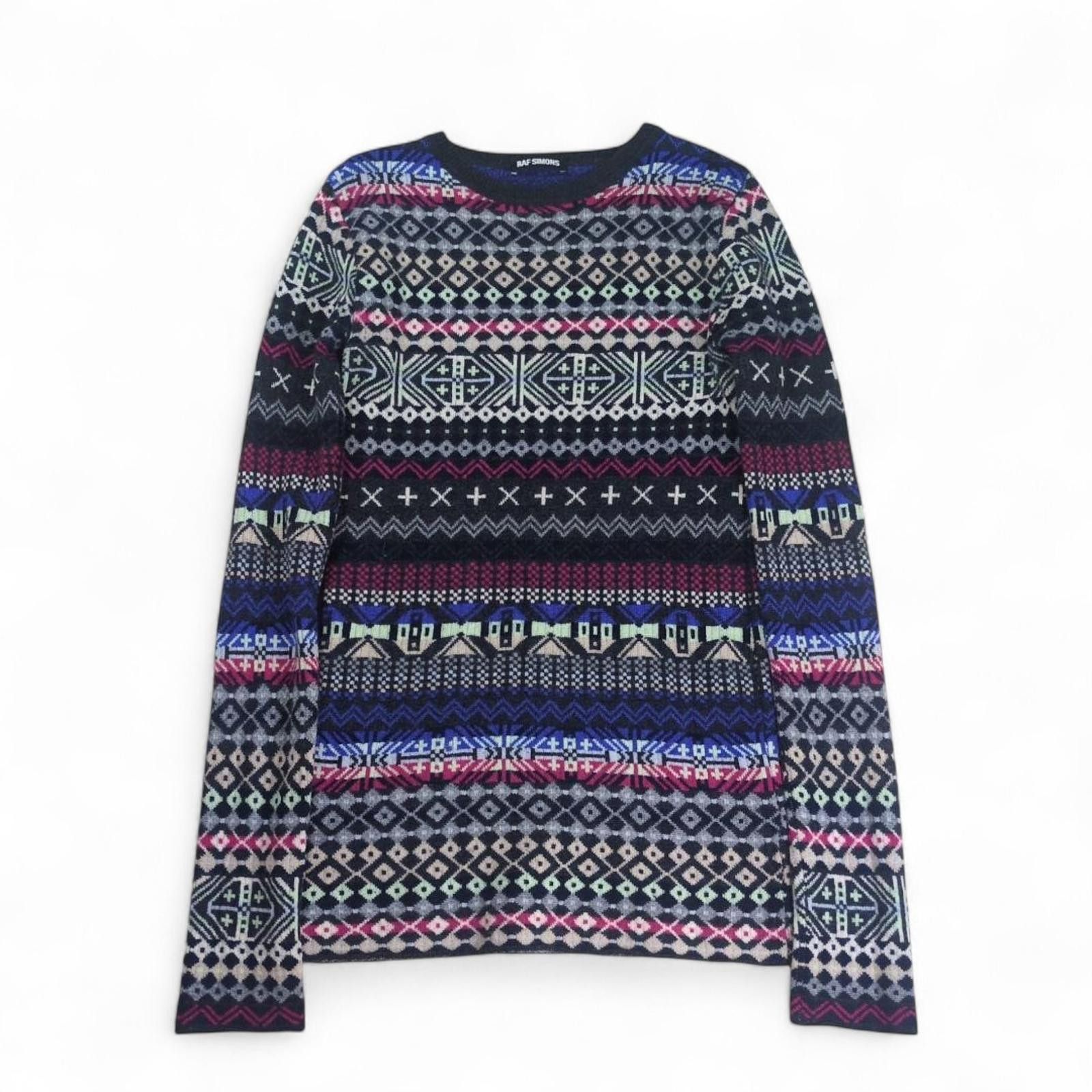 Raf Simons Raf Simons - Patterned Wool Crew Neck Sweater Size US M / EU 48-50 / 2 - 2 Thumbnail