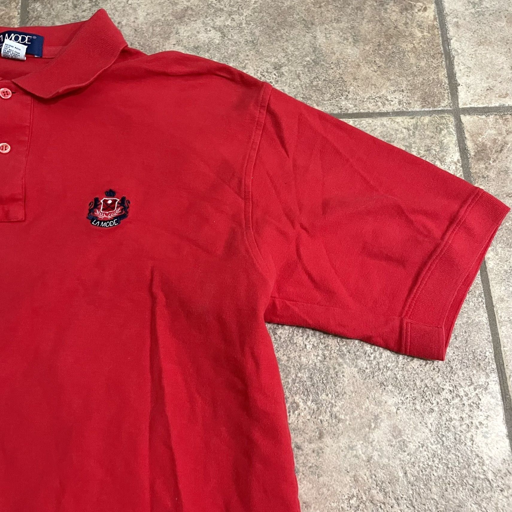 Vintage VTG La Mode Polo Shirt Mens XL Red USA 100% Cotton Golf Shirt Size US XL / EU 56 / 4 - 2 Thumbnail