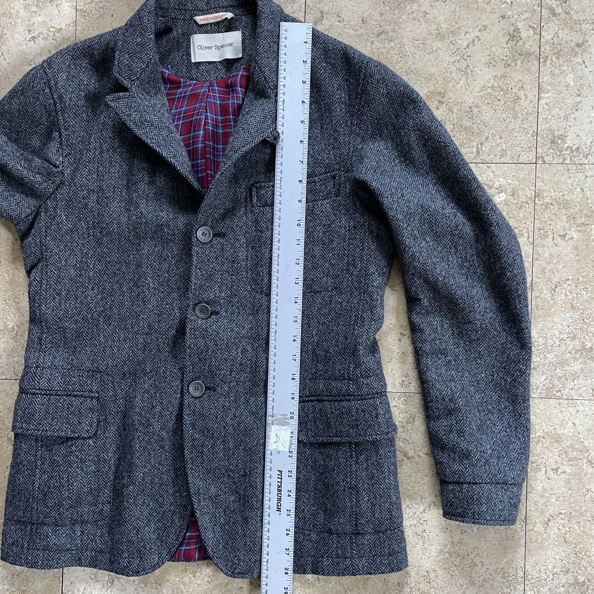 Oliver Spencer Oliver Spencer tweed wool sport coat with red plaid lining Size 38R - 7 Thumbnail