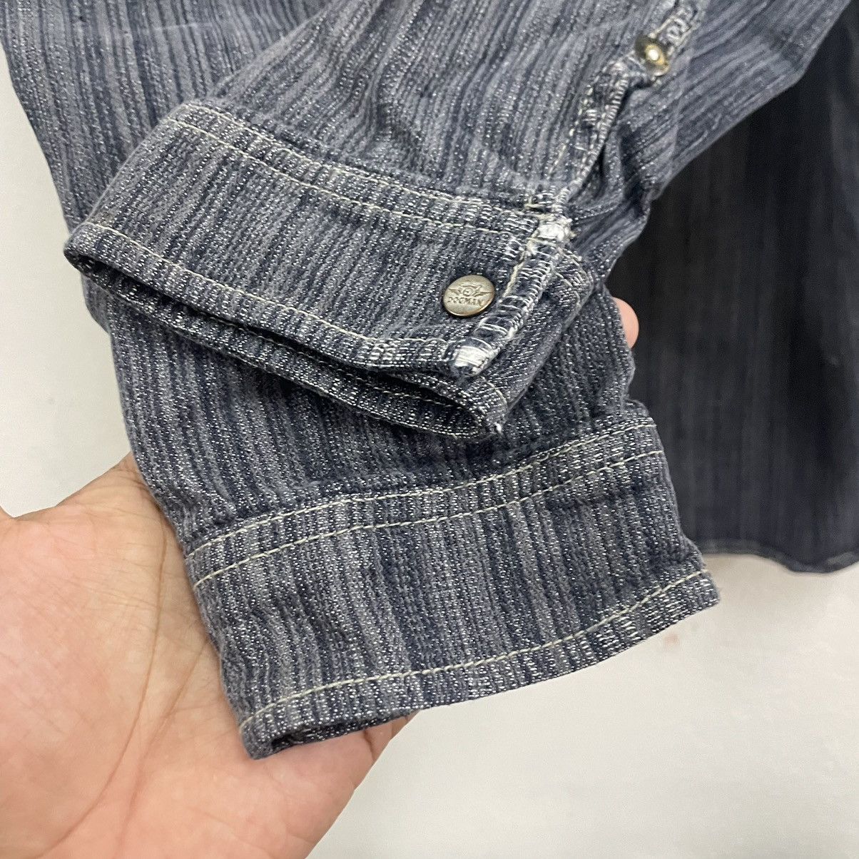 Japanese Brand × Vintage 🔥🇯🇵Dogman Stripes Hickory Styles Denim Chore Jacket Size US S / EU 44-46 / 1 - 6 Thumbnail