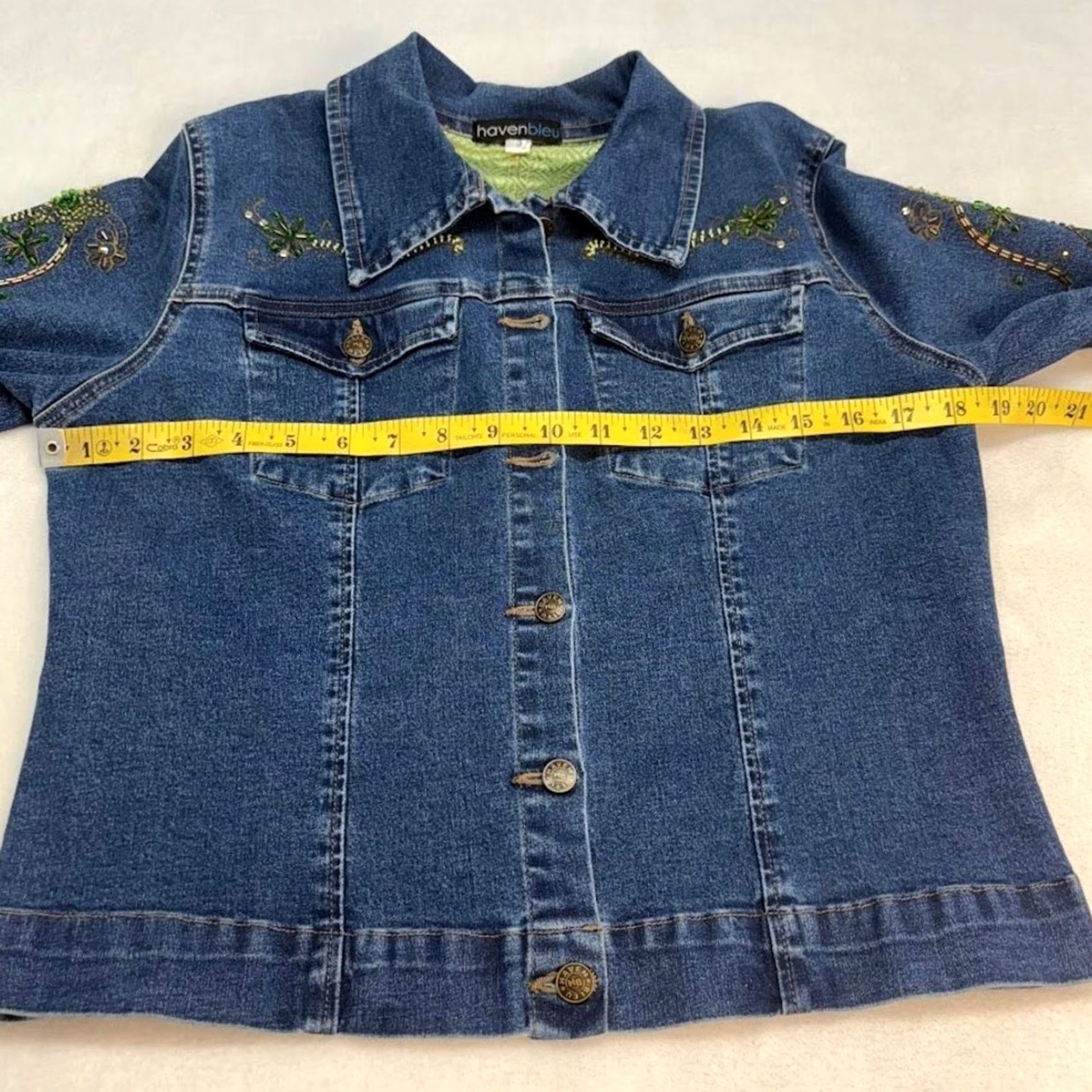 Denime VINTAGE Denim Suit Jacket and Blue Jeans Beaded Womens Size S Size 28" / US 6 / IT 42 - 6 Thumbnail
