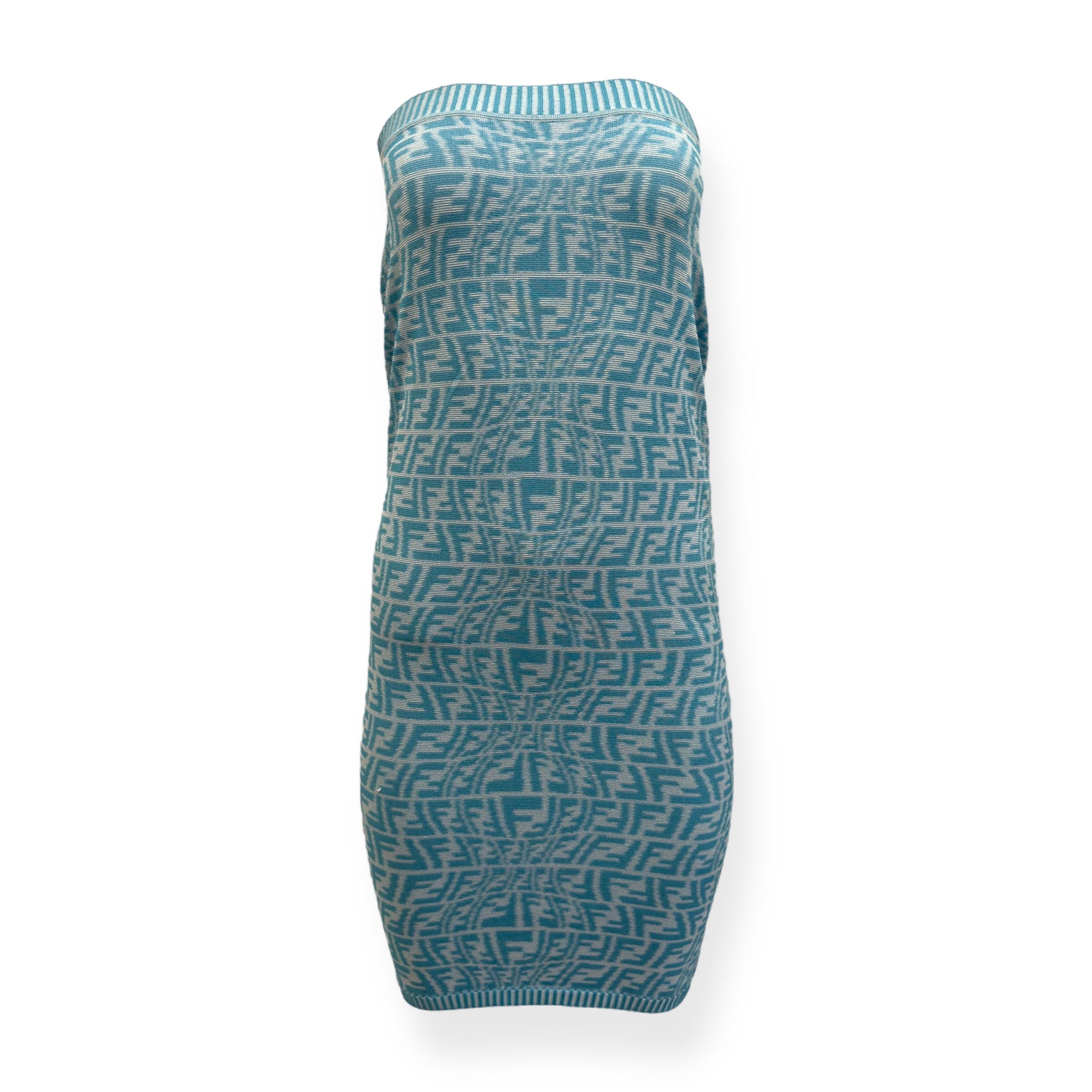 Fendi FENDI FF VERTIGO-JACQUARD KNIT MINI DRESS BLUE 36 / XS | Grailed