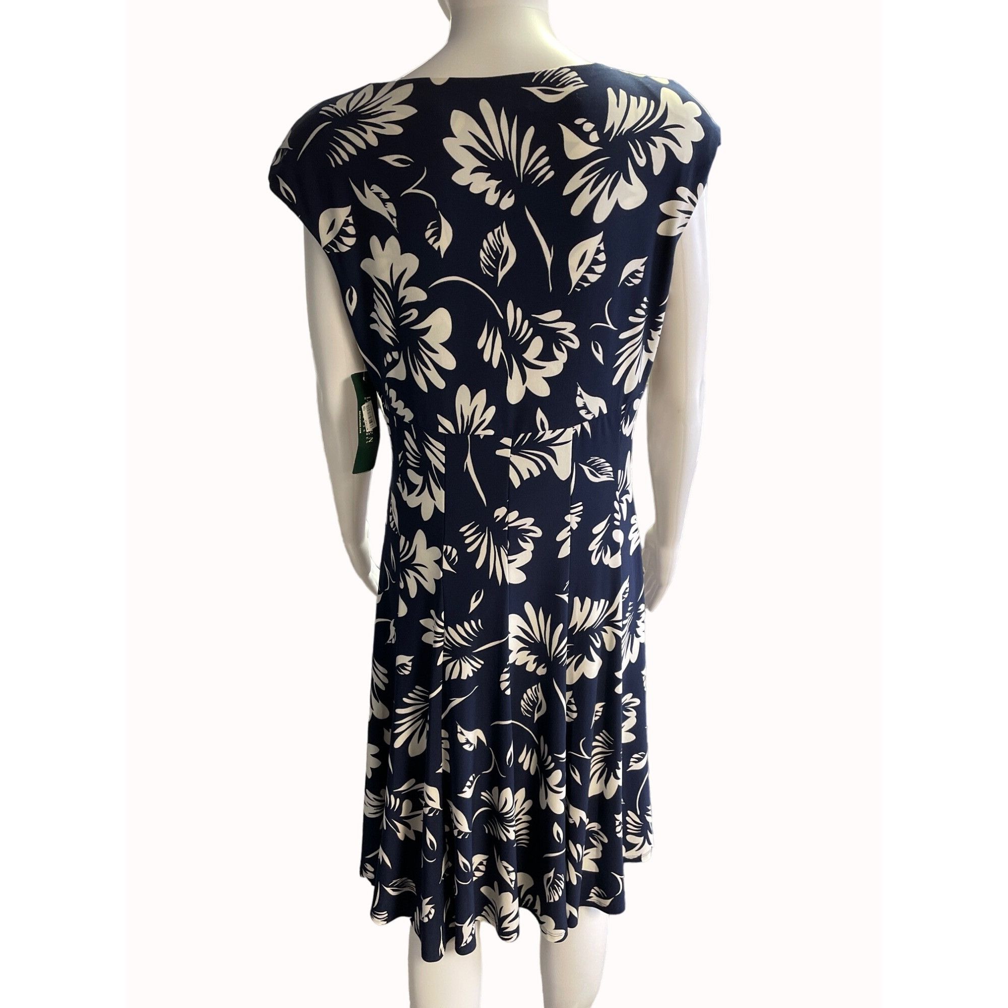 Lauren Ralph Lauren Lauren Ralph Lauren Women's Blue Tropical Leaf Sleeveless Dr Size L / US 10 / IT 46 - 3 Thumbnail