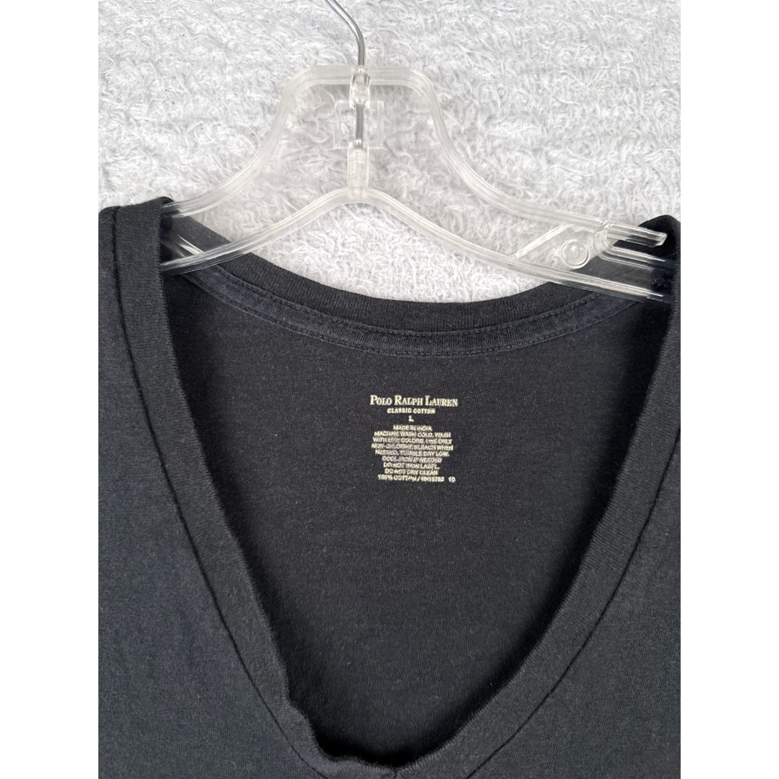 Ralph Lauren Ralph Lauren Black Shirt Men’s Large V-Neck Short Sleeve 100% Cotton Classic Sports Size US L / EU 52-54 / 3 - 7 Thumbnail