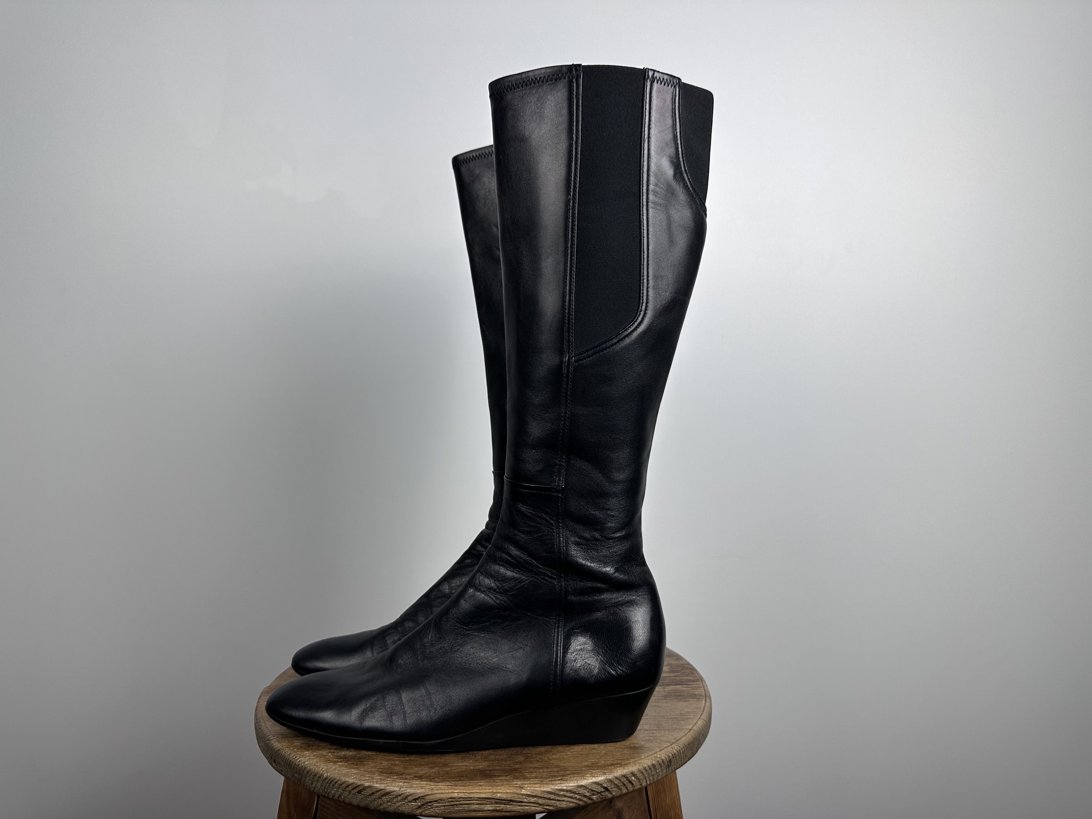Vintage PRADA Long Knee Boots Black Leather Vintage Womens Size 38 5 Grailed