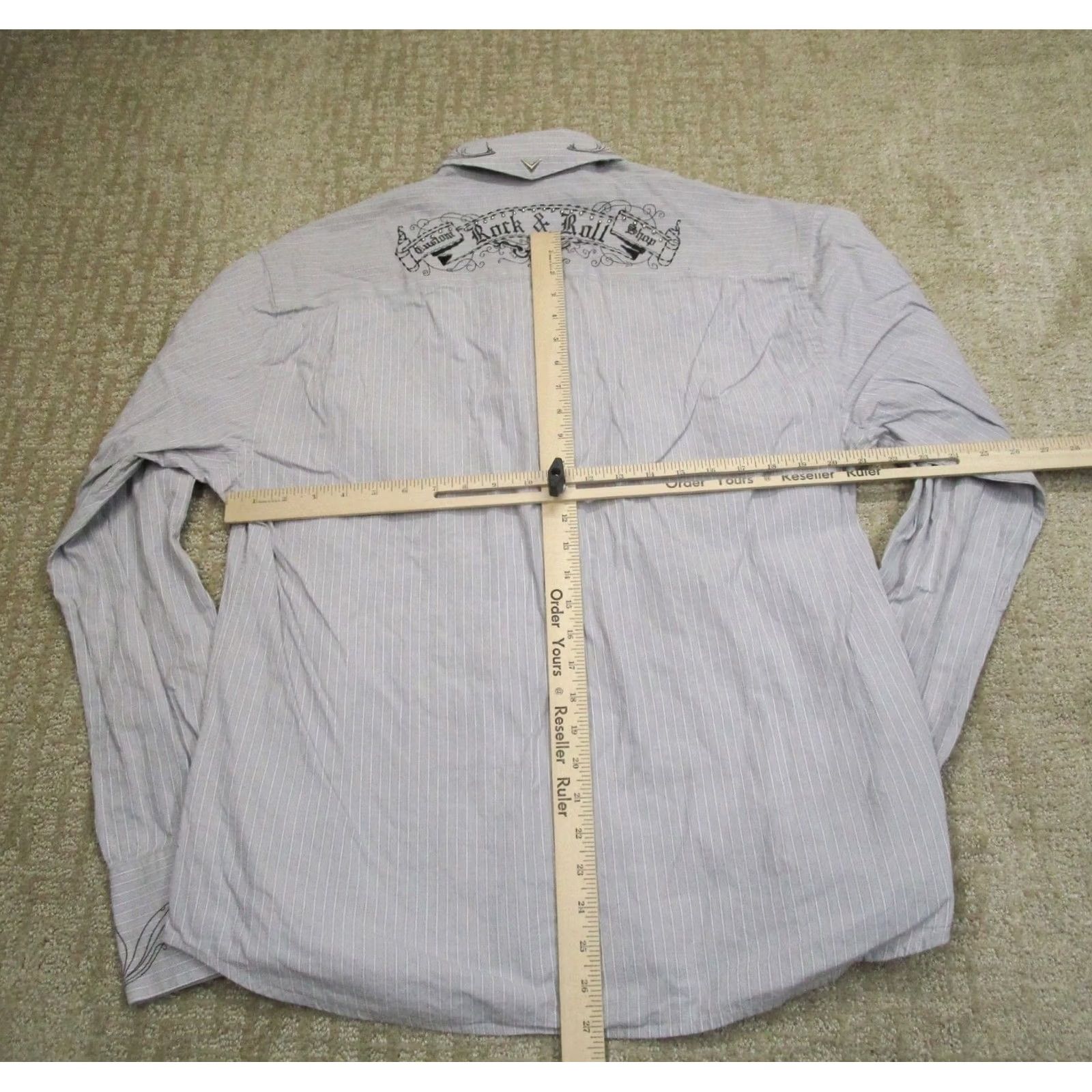 Fender Fender Shirt Men 2XL Gray Striped Long Sleeve Embroidered Rock & Roll Snap Button-Up Casual Shirt Size US XXL / EU 58 / 5 - 5 Thumbnail