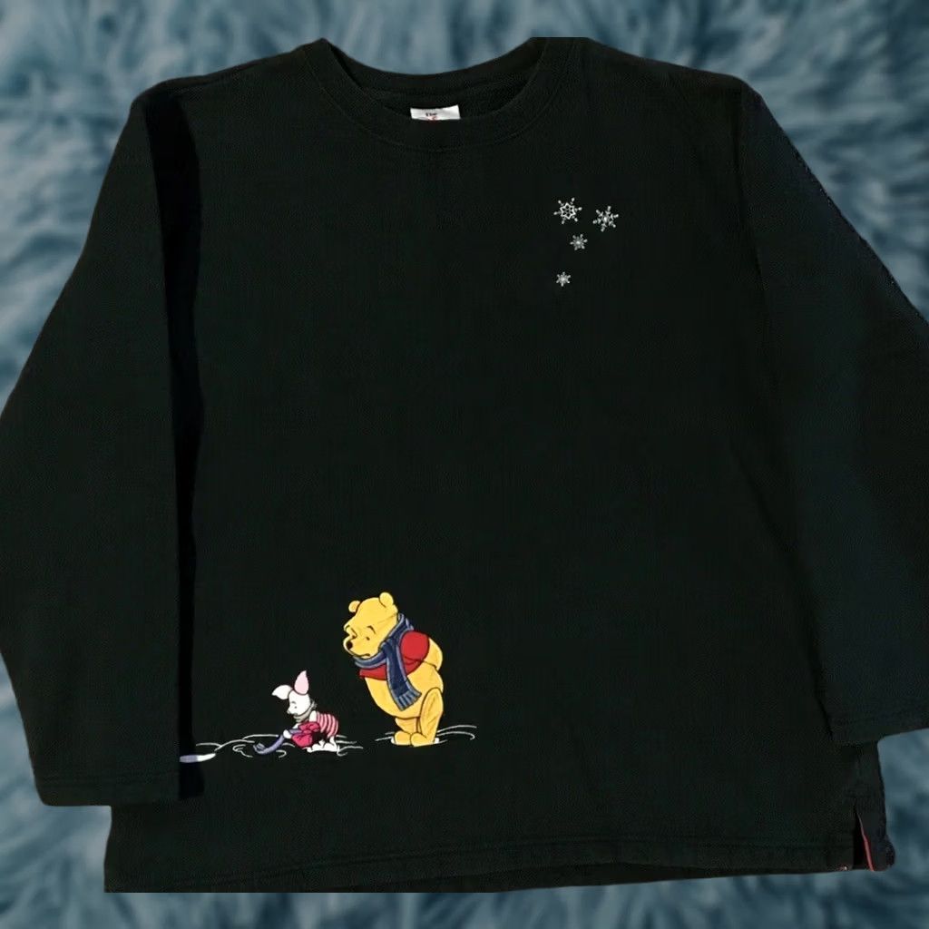 Disney VINTAGE Winnie The Pooh Faded AOP Sweatshirt L Disney Women Green Mickey Mouse Cartoon 90s Grunge Pullover Embroidered Pockets Shirt Size L / US 10 / IT 46 - 1 Thumbnail