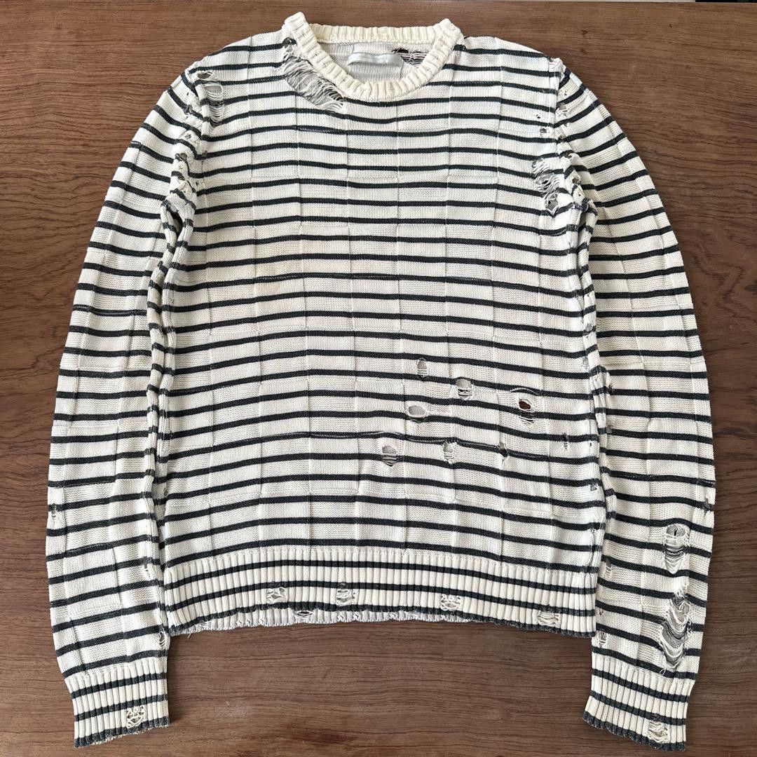 Number (N)ine DAMAGED BORDER KNIT | Grailed