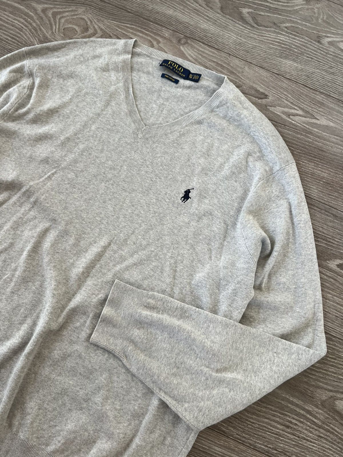 Designer ‼️POLO RALPH LAUREN KNIT LOGO PIMA COTTON V NECK SWEATER‼️ Size US XL / EU 56 / 4 - 12 Thumbnail