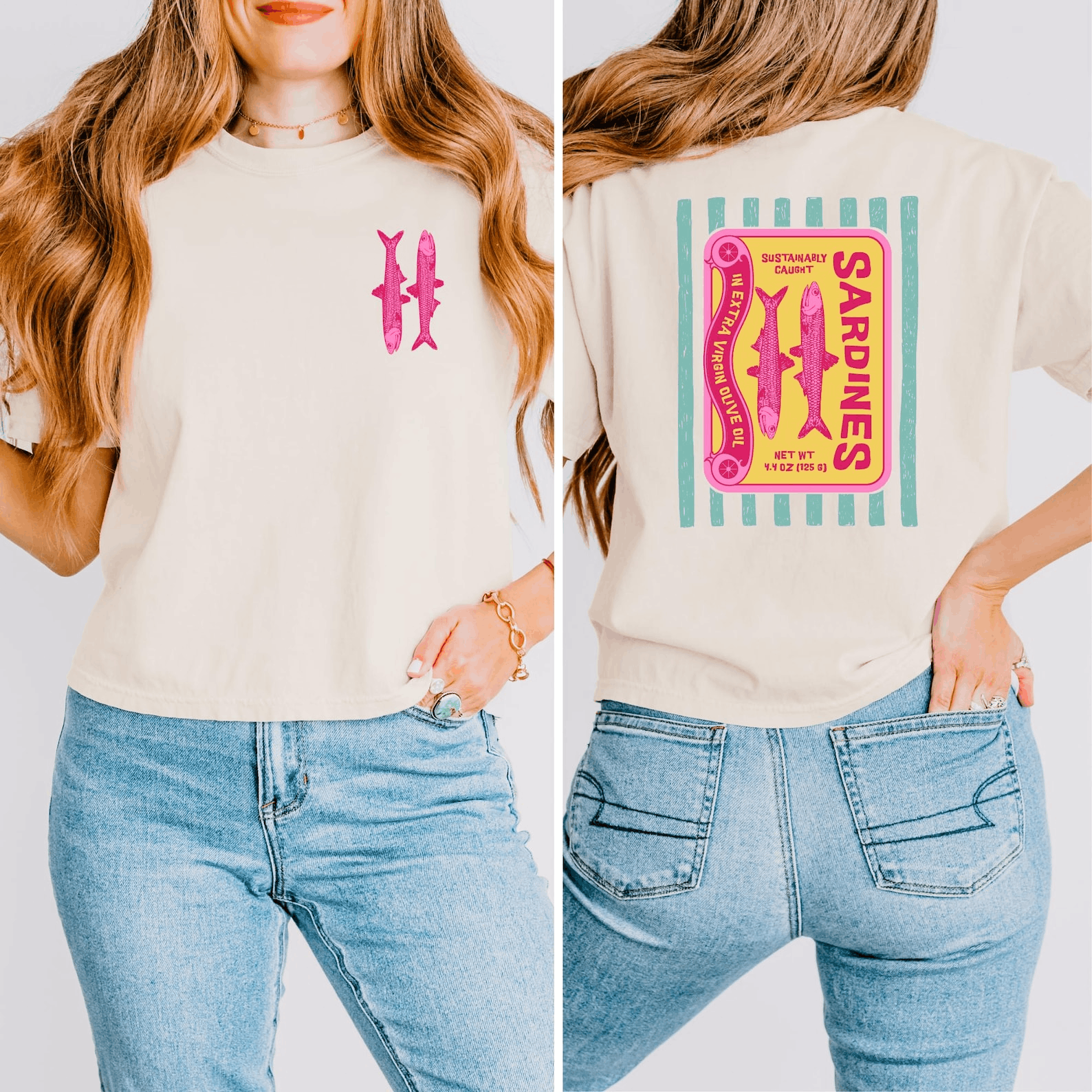 Other Sardines Graphic Crop Tee – Coastal T-Shirt Size M / US 6-8 / IT 42-44 - 2 Thumbnail