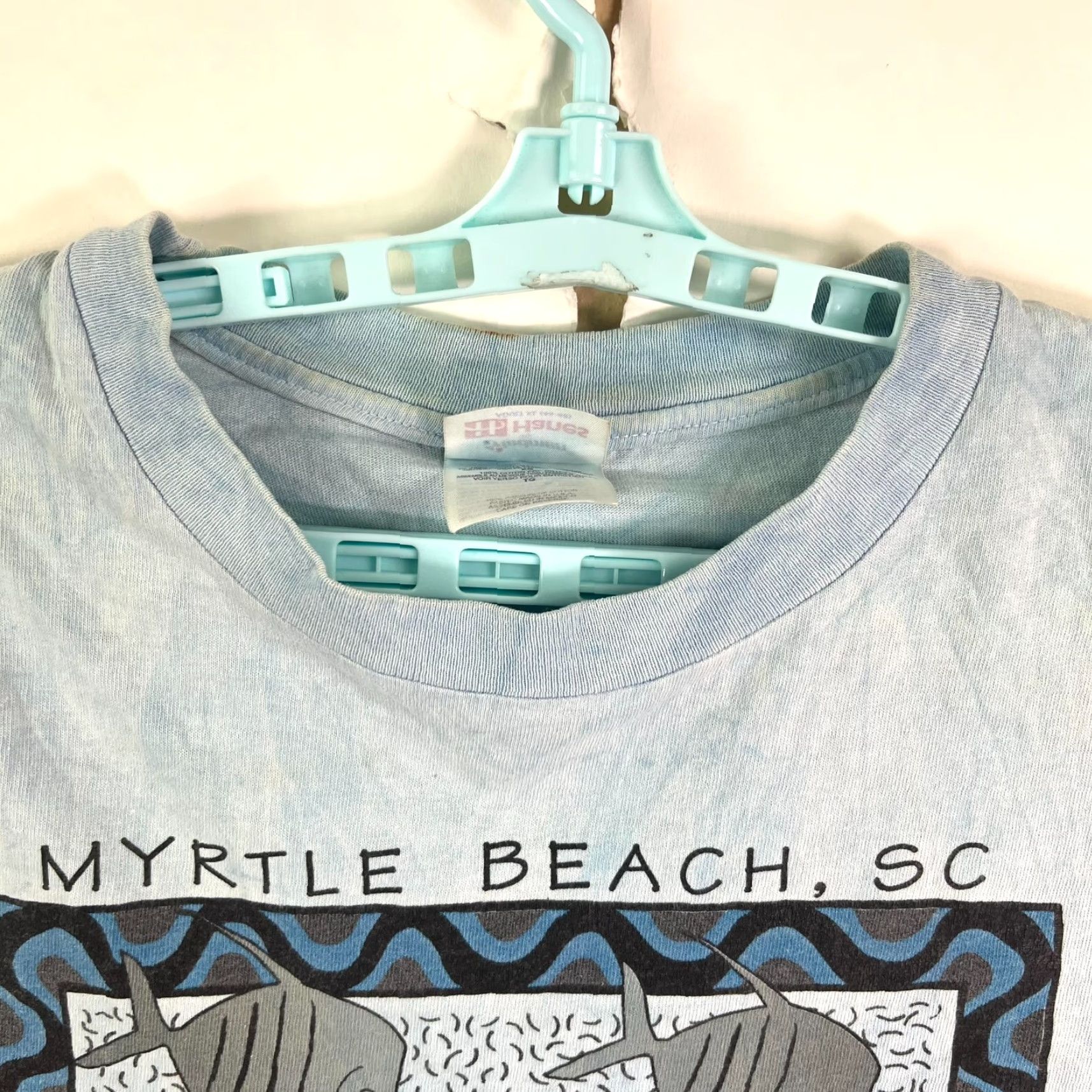 Vintage VINTAGE Stedman T-Shirt Navy Blue Tie Dye Ripley's Aquarium Myrtle Beach 1990s Graphic Print XL Adult Mens 80s 90s Beach USA Fish Logo Shirt Size US XL / EU 56 / 4 - 3 Thumbnail