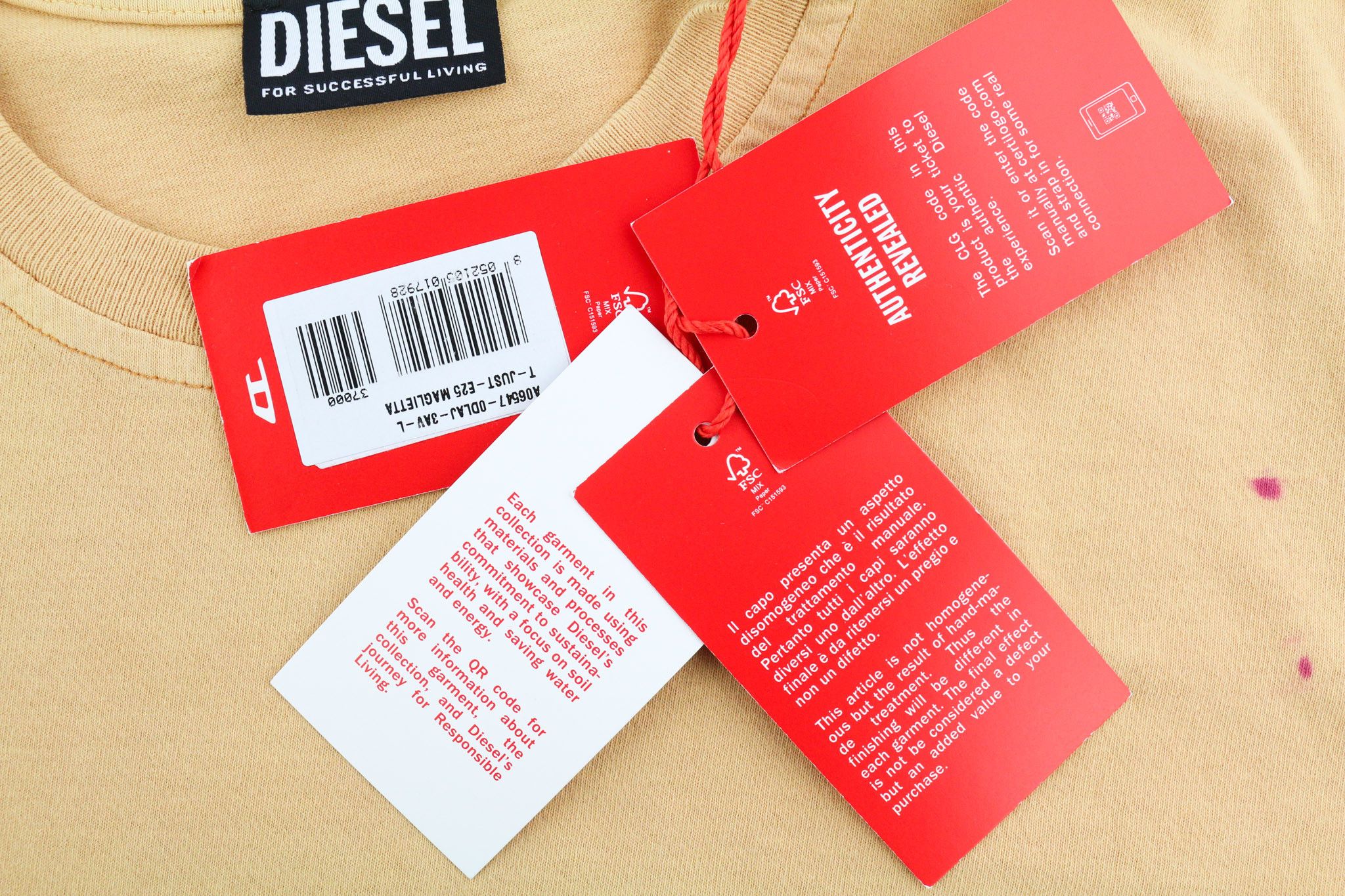 Diesel T-JUST-E25 L Crew Neck Tricot Logo Light T-Shirt 40314 Size US L / EU 52-54 / 3 - 5 Thumbnail