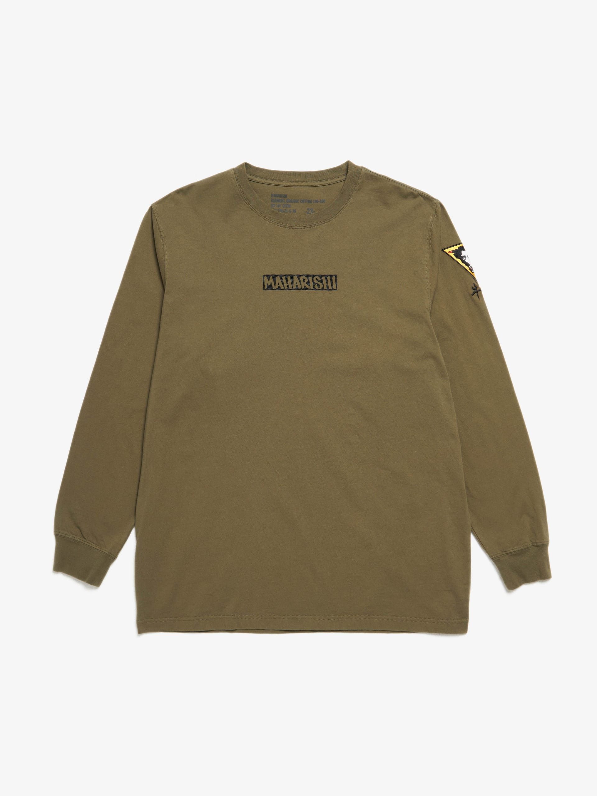 image of Maharishi Khaki Embroidered Logo Organic Cotton Longsleeve, Men's (Size XL)