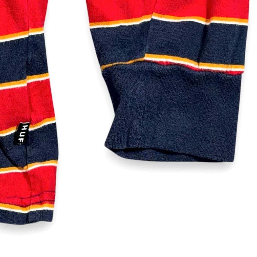 Huf HUF Shirt Adult LARGE Red Blue Yellow Striped Logo LS Y2K Skater Streetwear Front Chest Embroidered Size US L / EU 52-54 / 3 - 4 Thumbnail