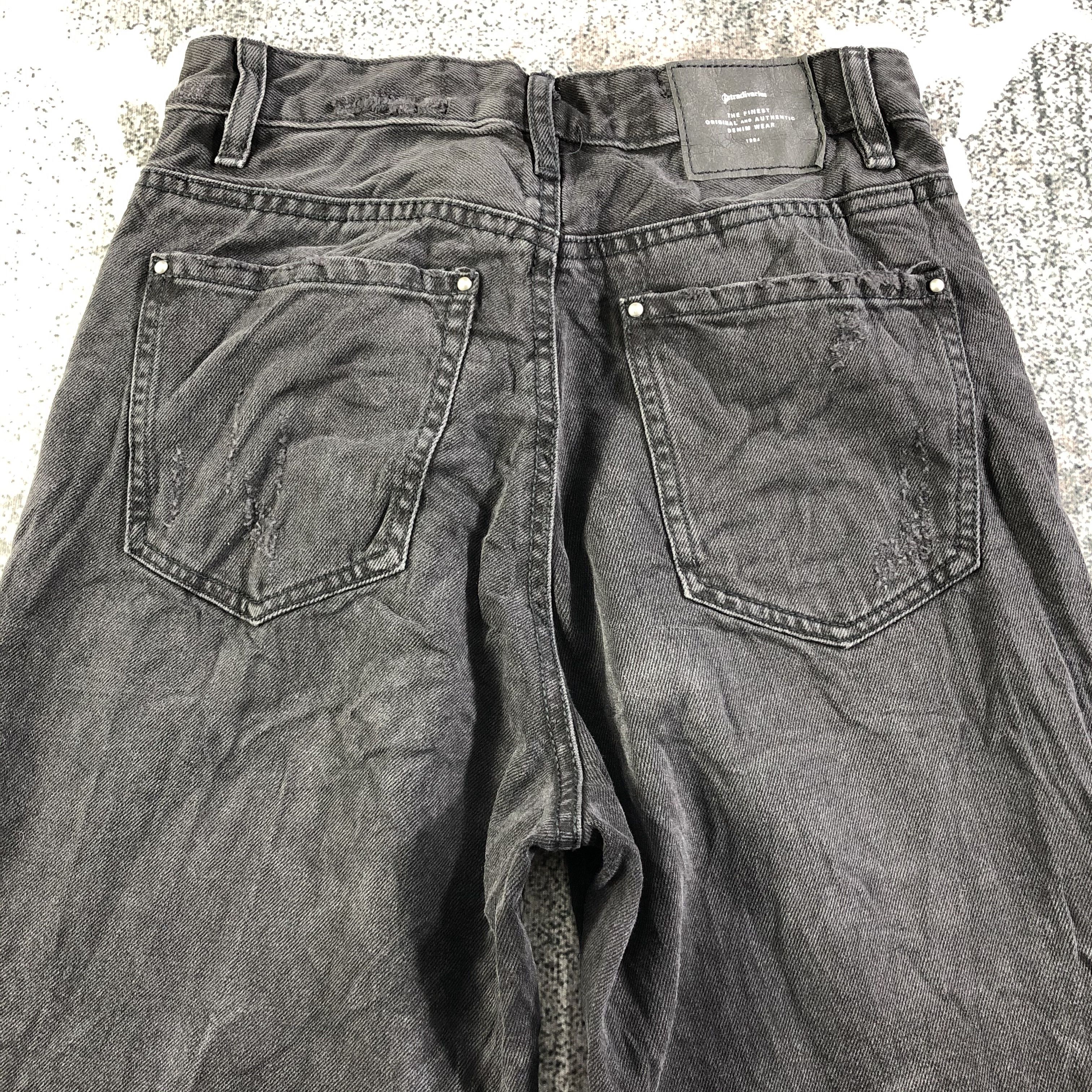 Japanese Brand Stradivarius Faded Black Jeans Punk Denim Size 26" / US 2 / IT 38 - 4 Thumbnail