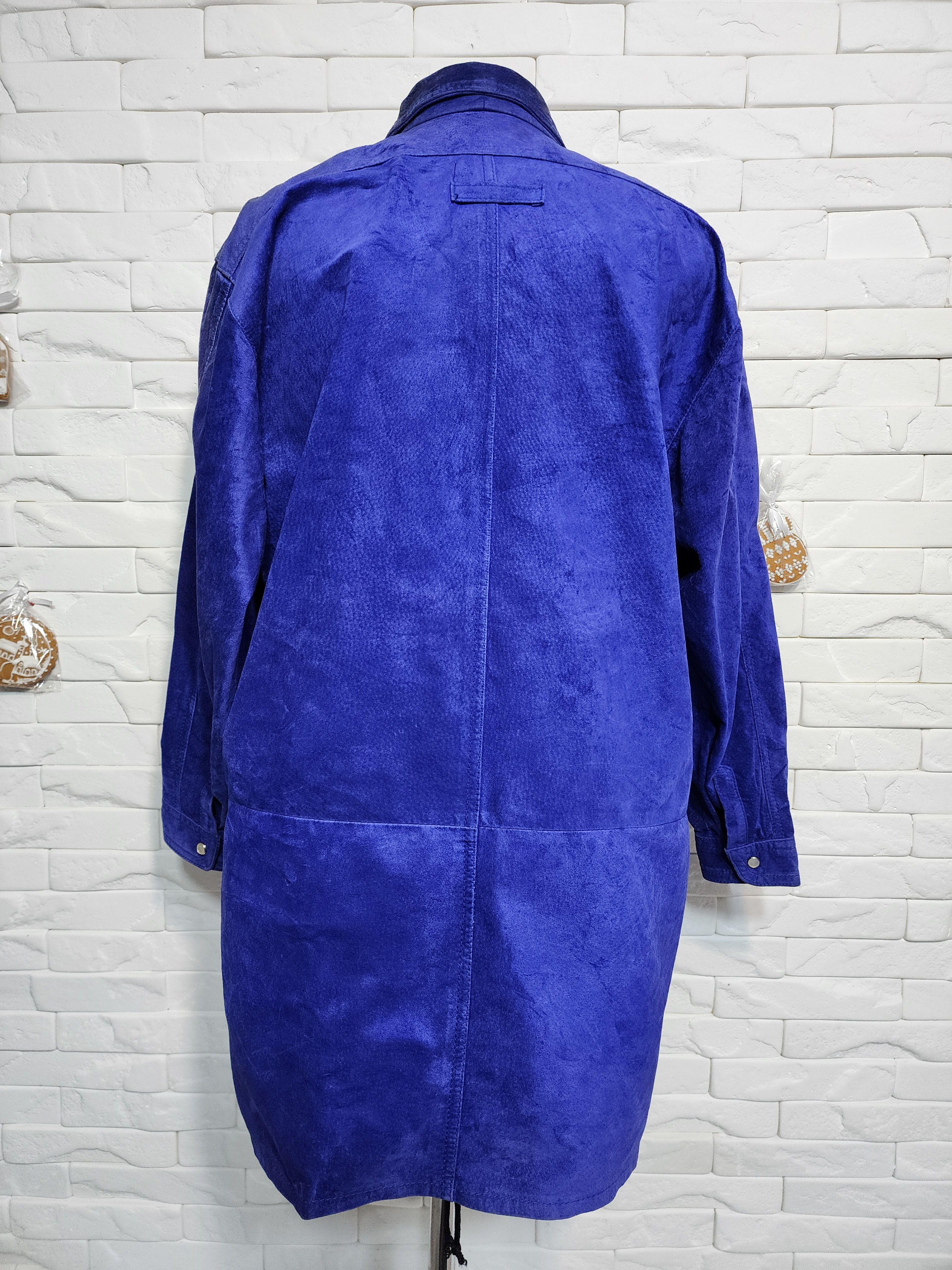 Genuine Leather Blue Suede Leather Shirt: Women's Metal Snaps Jacket Size XL / US 12-14 / IT 48-50 - 4 Thumbnail
