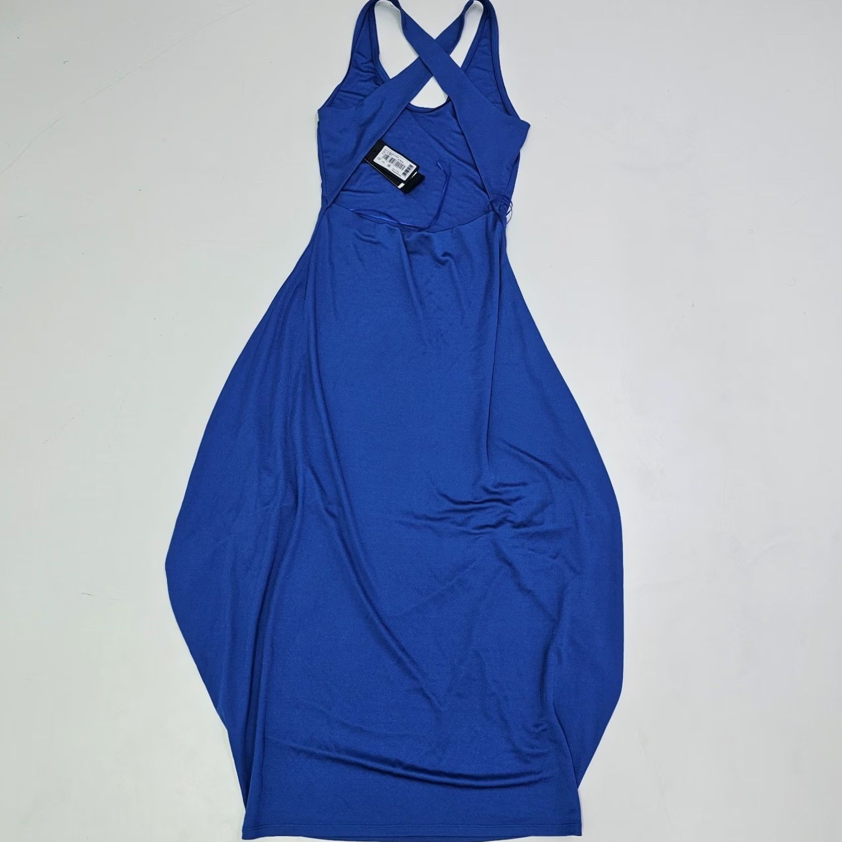 Giorgio Armani Giorgio Armani Dress Blue 44 Draped Satin Jersey Crossed Back Midi BNWT Size M / US 6-8 / IT 42-44 - 3 Thumbnail