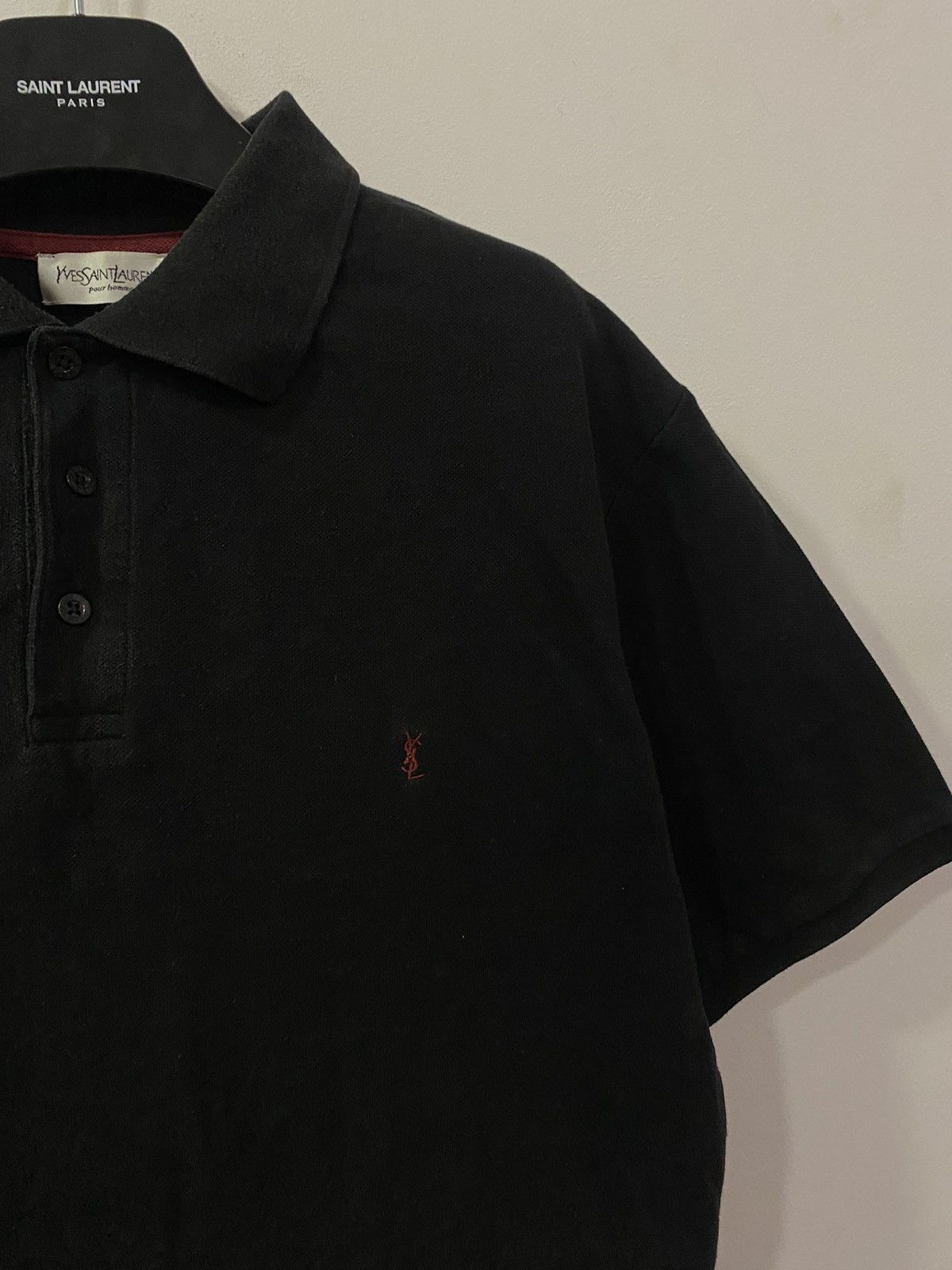 image of Vintage x YVES Saint Laurent Black YSL Polo Shirt YSL Shirt, Men's (Size XL)