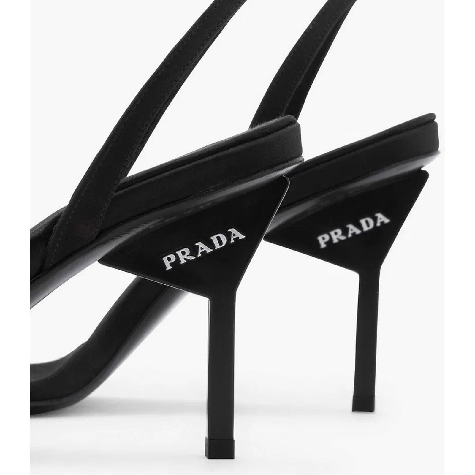 Prada Prada 85mm Black Satin Logo Geometric Heel Sandal 39 Size US 9 / IT 39 - 8 Thumbnail