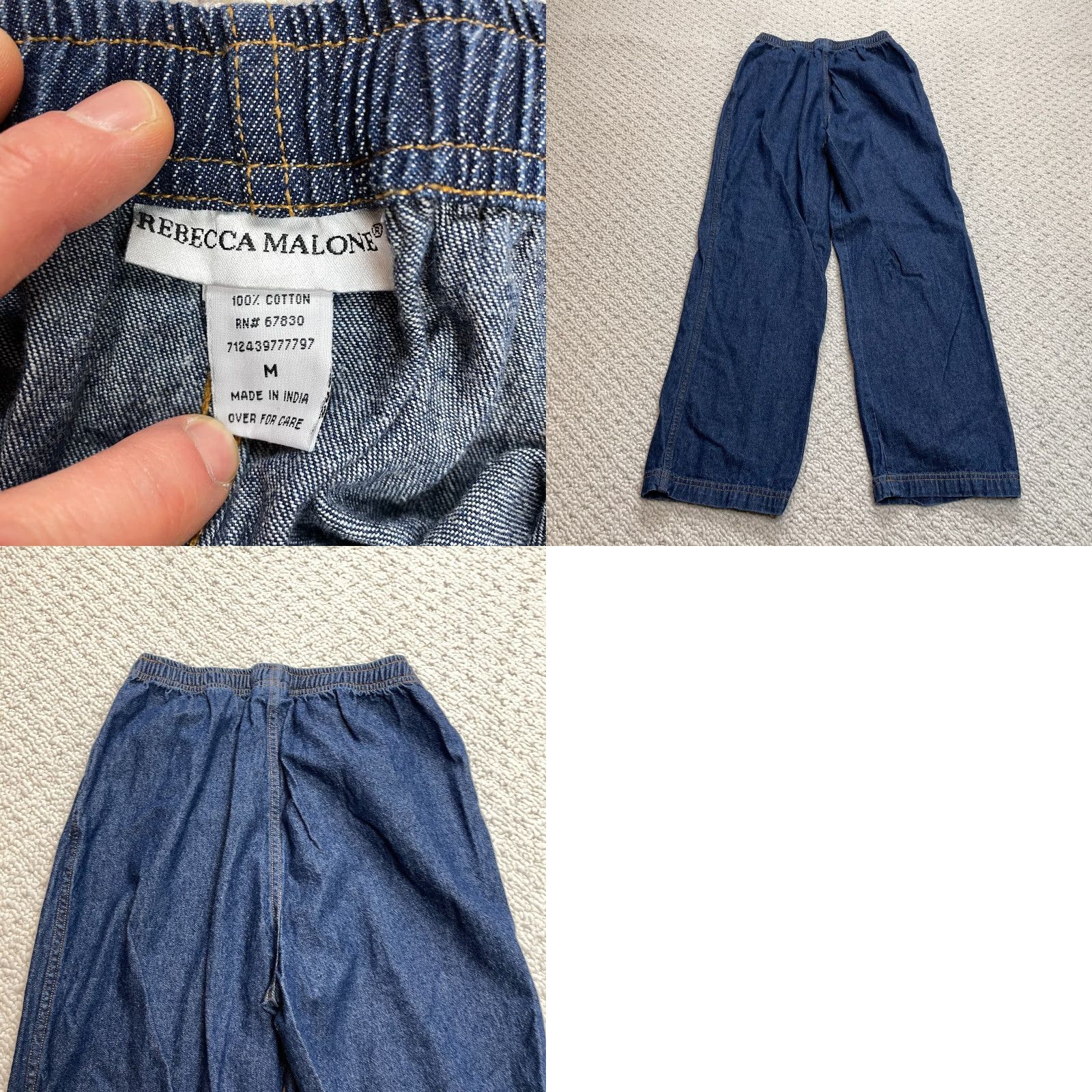 Denime Rebecca Malone Jeans Womens Medium Blue Denim Dark Wash Elastic Waist 25x27 Pant Size 32" / US 10 / IT 46 - 8 Thumbnail