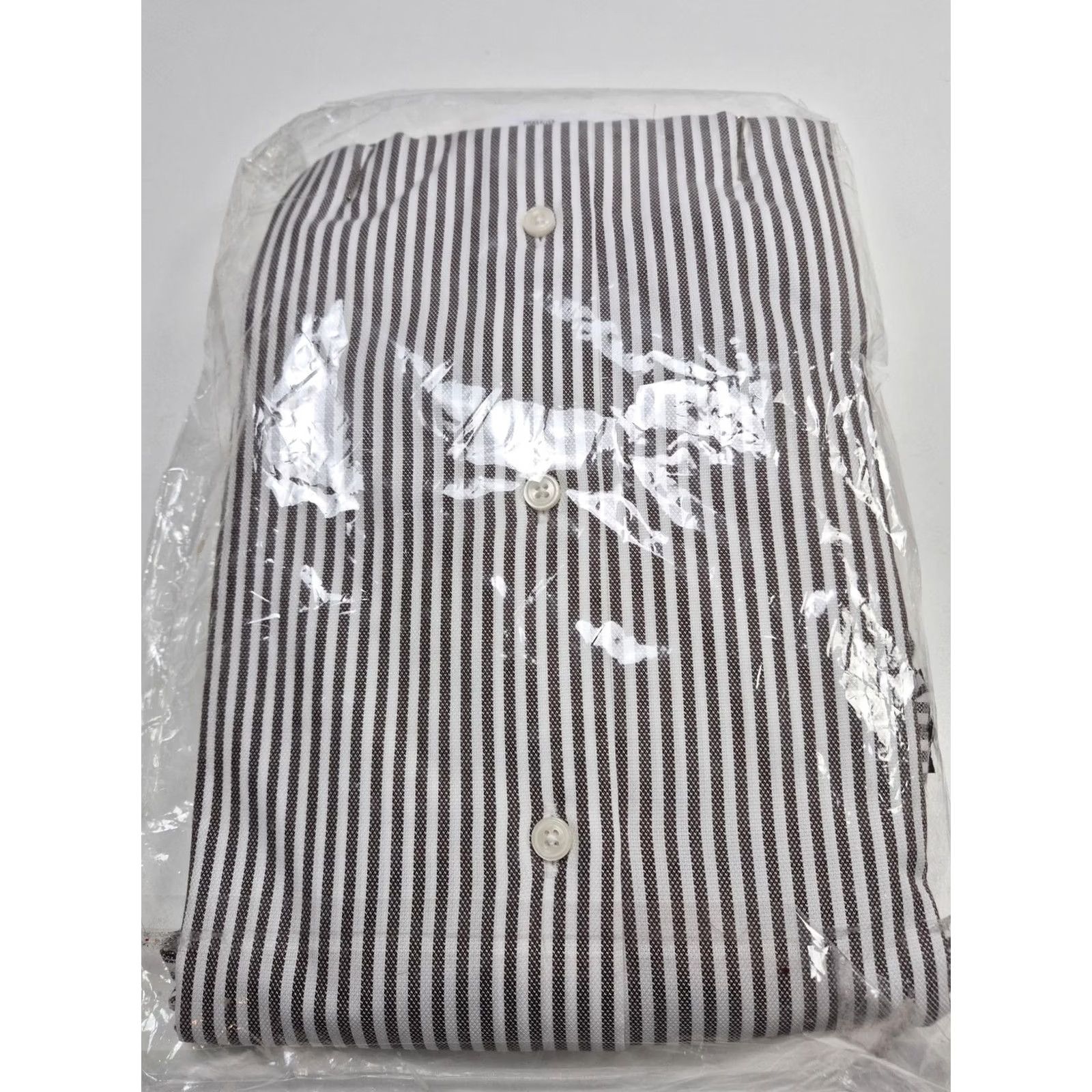 Suitsupply Suitsupply Shirt Mens 17.5 Brown Dress Stripe Slim Fit Traveller Formal Size 48R - 6 Thumbnail